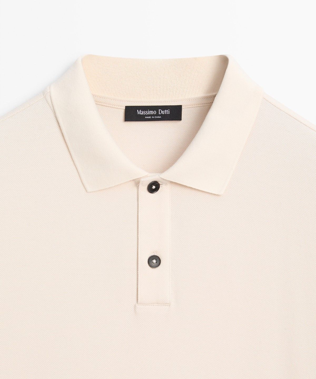 마시모두띠(MASSIMO DUTTI) 100% 코튼 마이크로 텍스처 니트 폴로셔츠