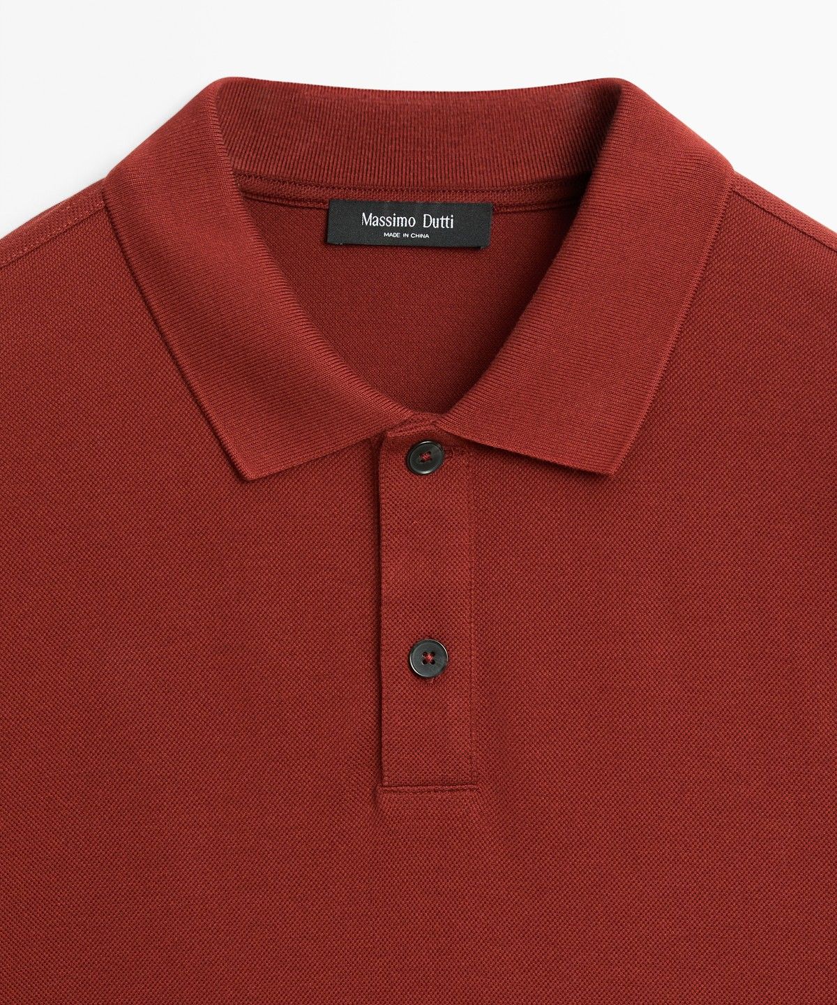 마시모두띠(MASSIMO DUTTI) 100% 코튼 마이크로 텍스처 니트 폴로셔츠