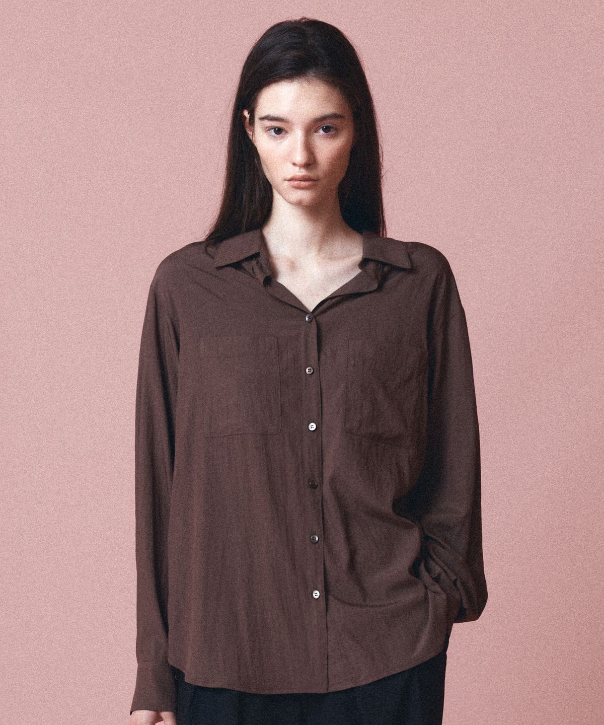 토와브(TOWAV) MUTY SILKY SHIRTS_BROWN
