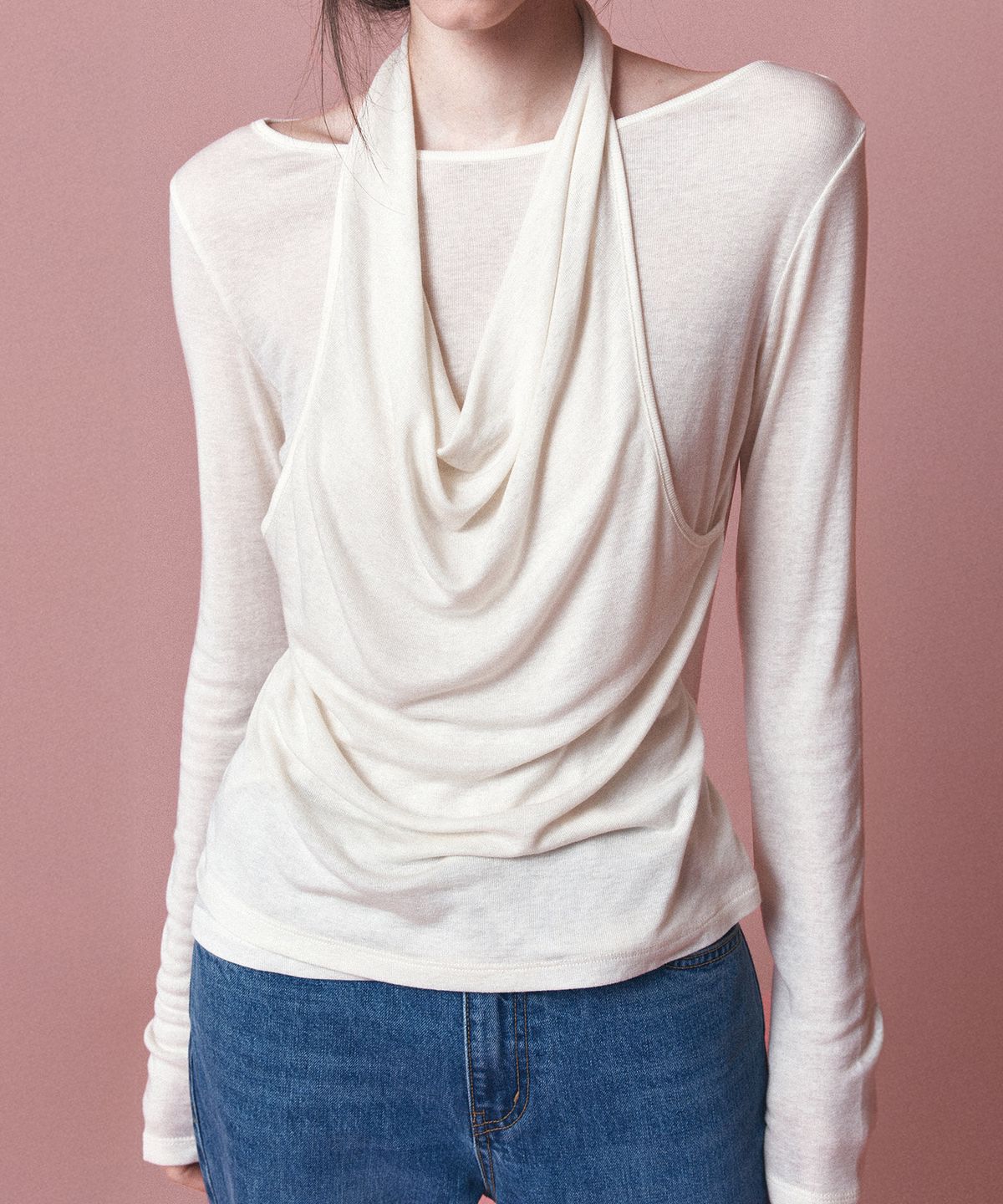 토와브(TOWAV) VEN HALTER LAYERED TEE_CREAM