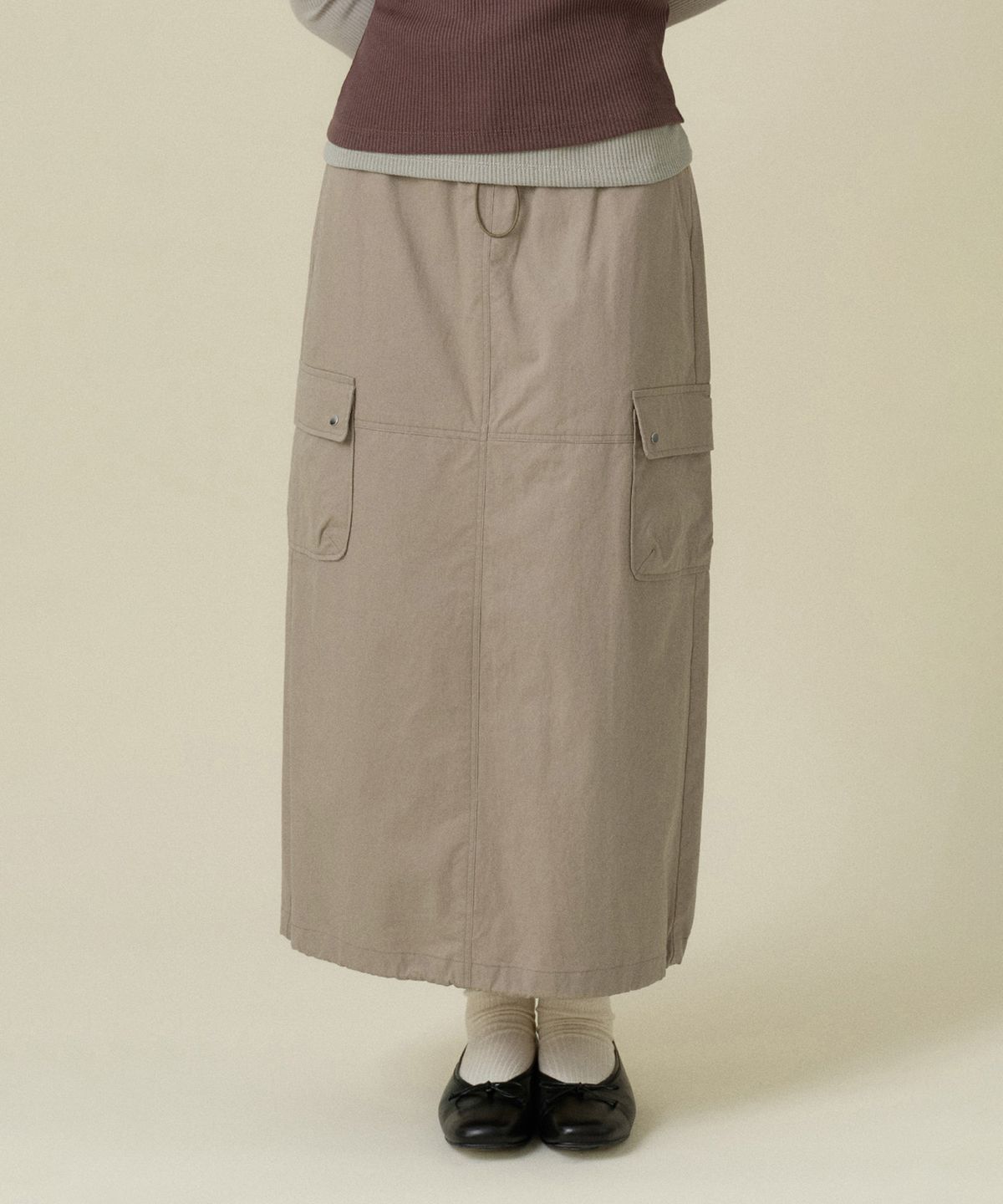 망고매니플리즈(MANGO MANY PLEASE) DUI ANORAK SKIRT_KHAKI BEIGE