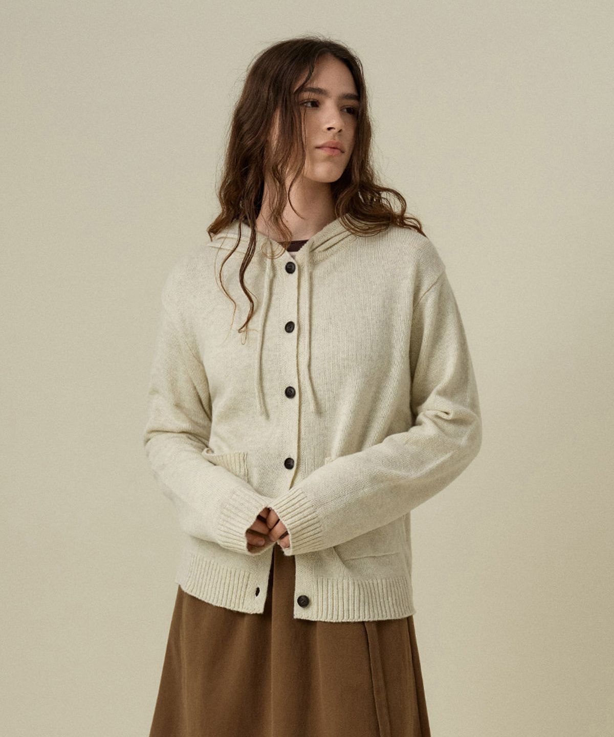 망고매니플리즈(MANGO MANY PLEASE) COLIN HOOD KNIT CARDIGAN_OATMEAL