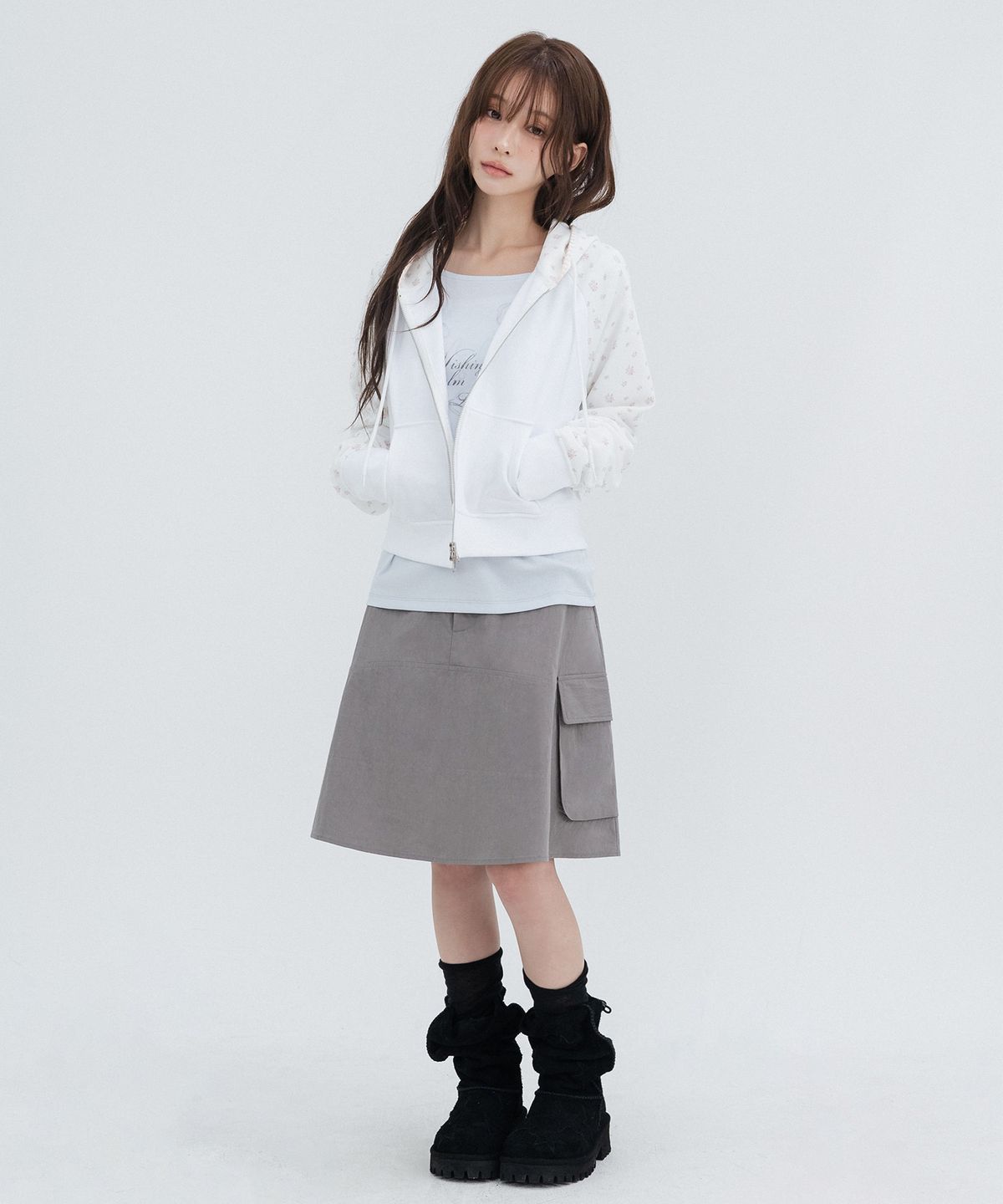 하이스쿨디스코(HIGH SCHOOL DISCO) 플라워 레글런 후드집업_화이트