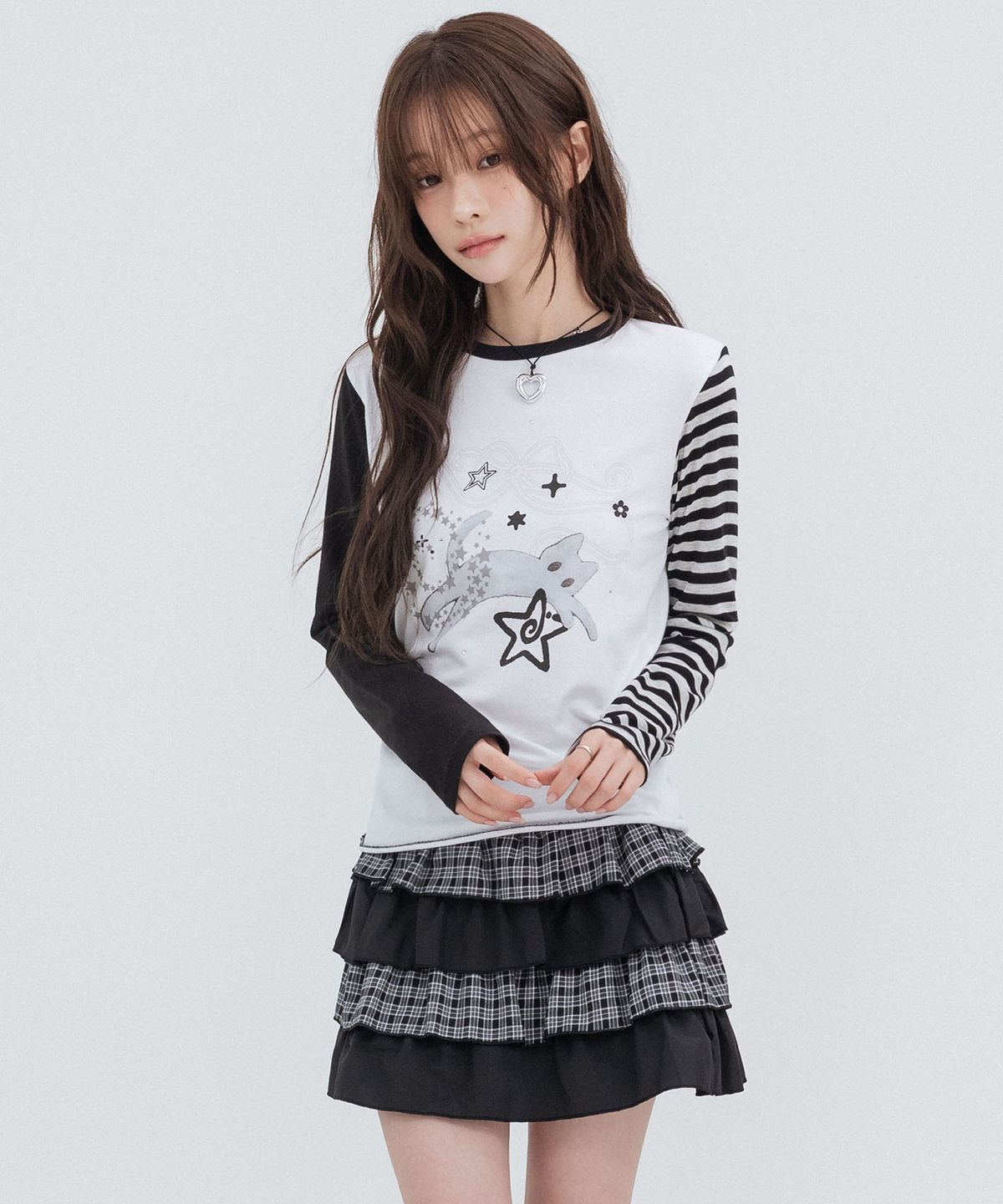 하이스쿨디스코(HIGH SCHOOL DISCO) 캣스타 롱슬리브_화이트