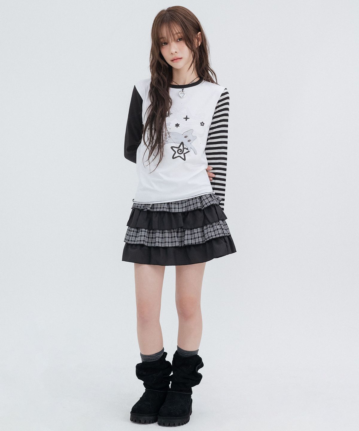 하이스쿨디스코(HIGH SCHOOL DISCO) 캣스타 롱슬리브_화이트