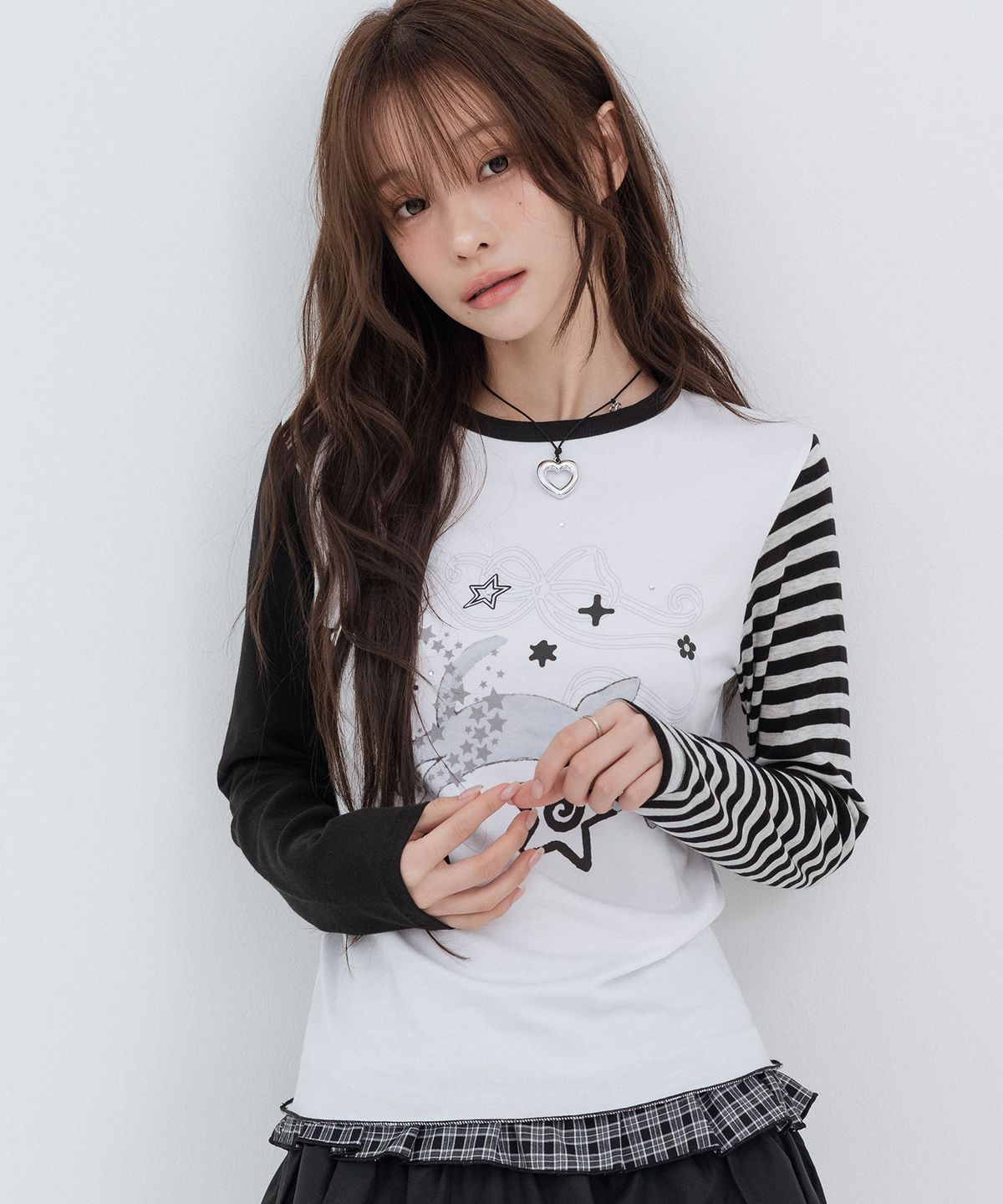 하이스쿨디스코(HIGH SCHOOL DISCO) 캣스타 롱슬리브_화이트