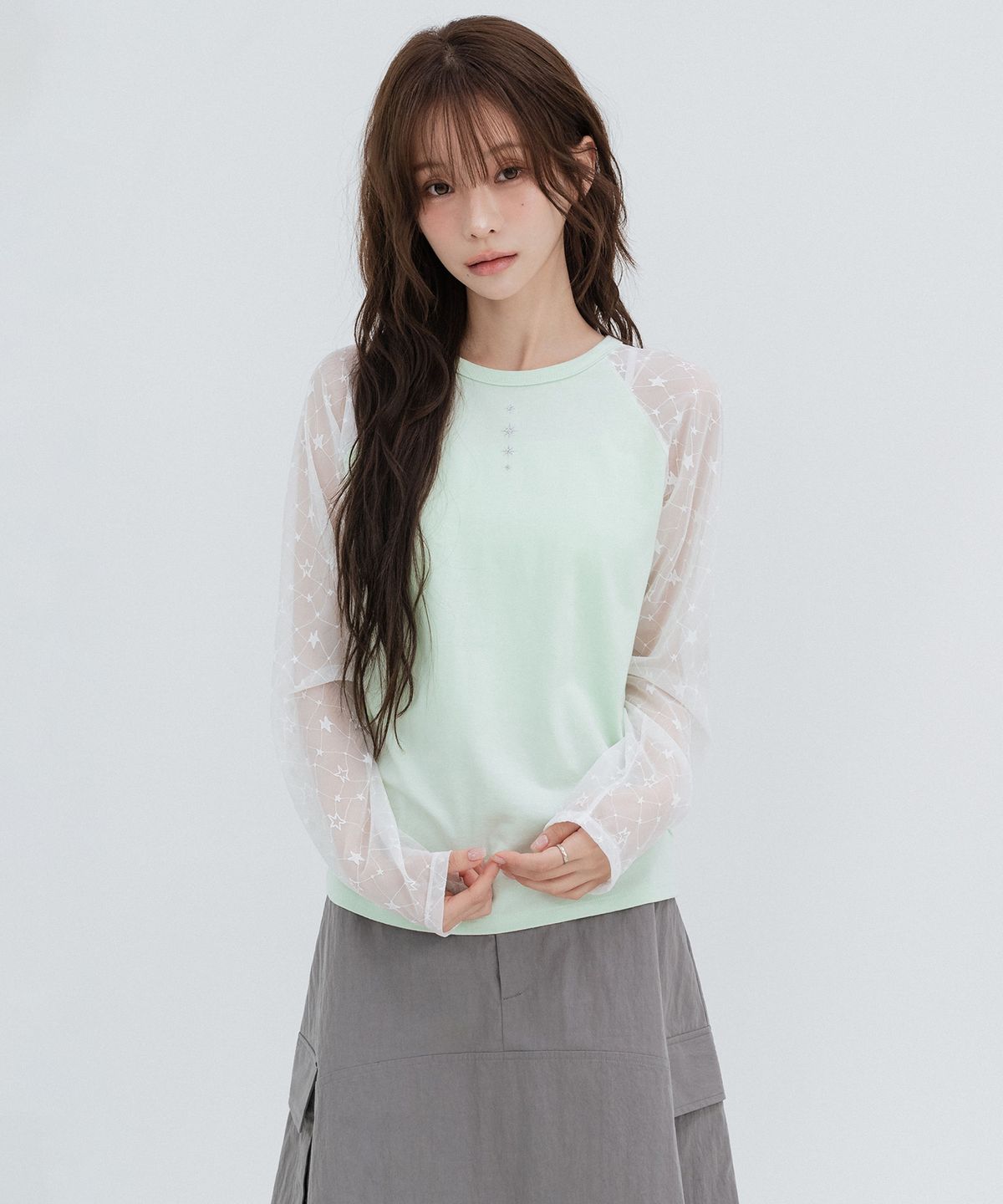 하이스쿨디스코(HIGH SCHOOL DISCO) 민트 스타 롱슬리브_민트