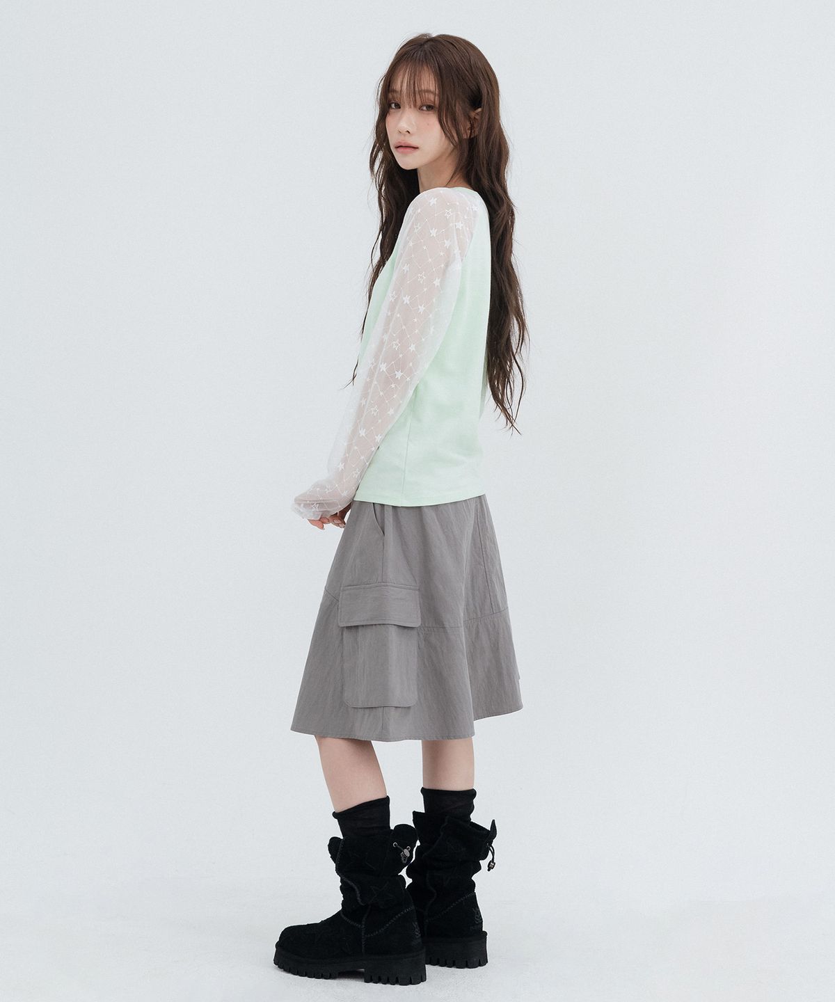 하이스쿨디스코(HIGH SCHOOL DISCO) 민트 스타 롱슬리브_민트