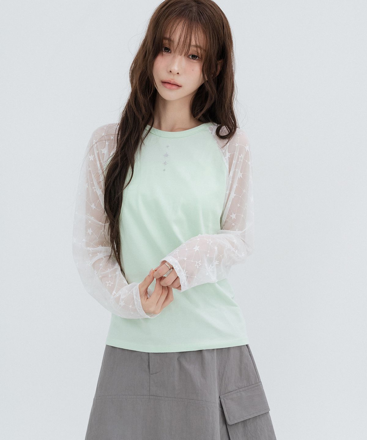 하이스쿨디스코(HIGH SCHOOL DISCO) 민트 스타 롱슬리브_민트