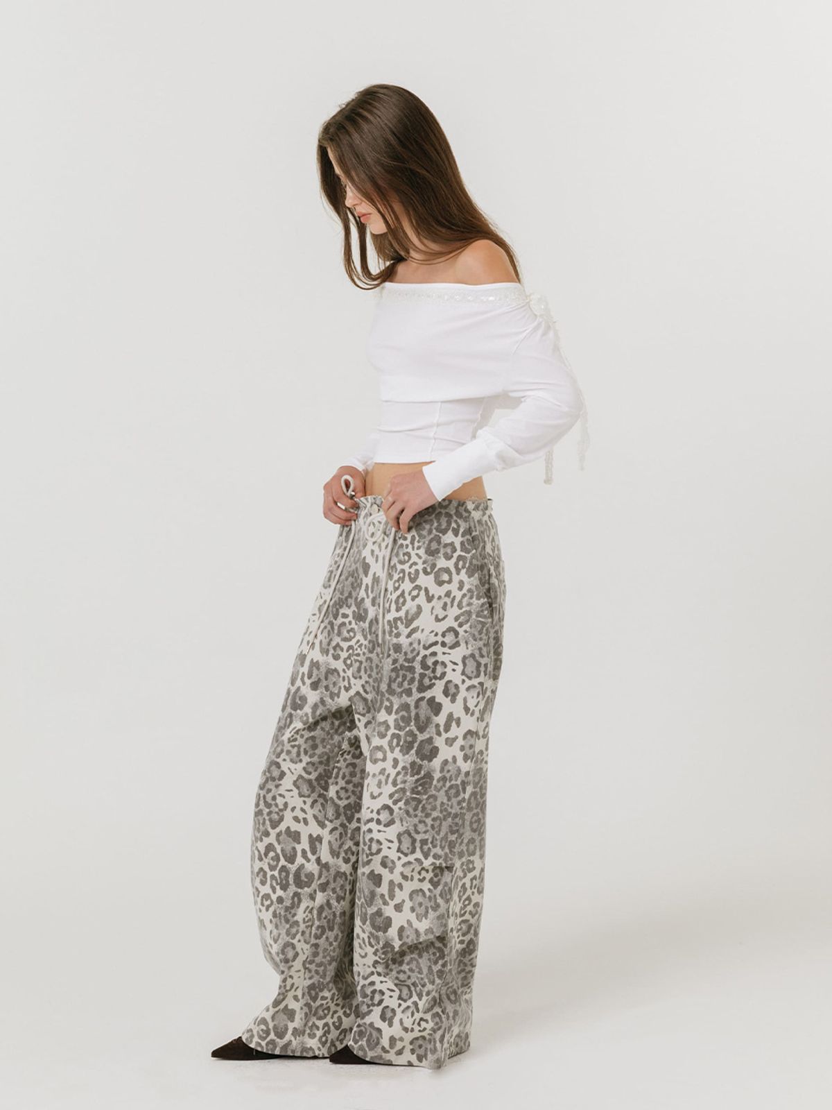 모이페어(MOIFAIRE) VINTAGE WIDE PANTS / LEOPARD GREY