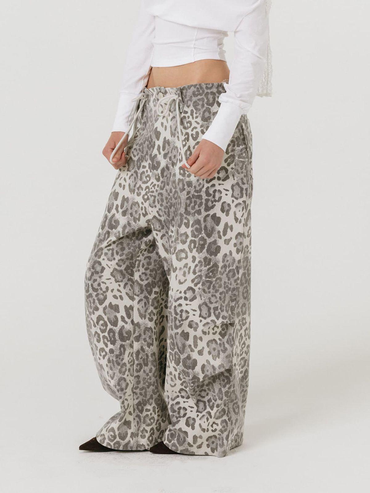 모이페어(MOIFAIRE) VINTAGE WIDE PANTS / LEOPARD GREY