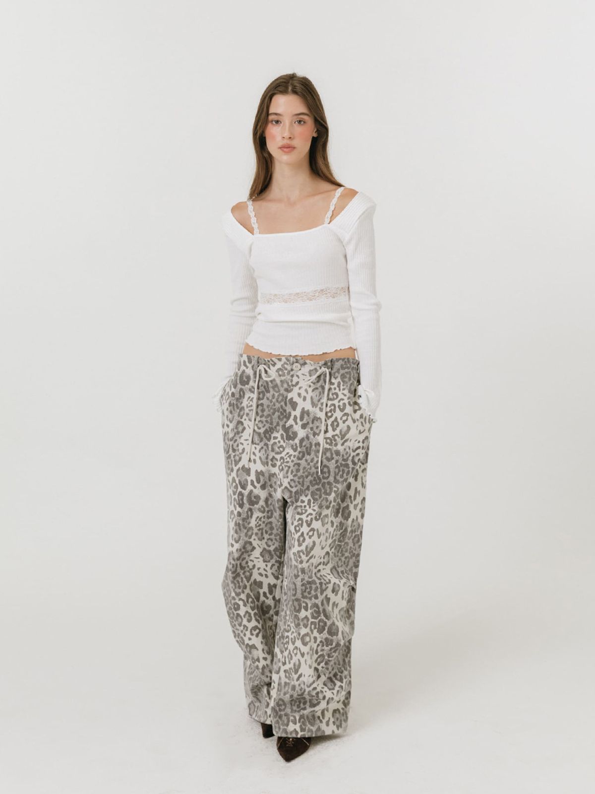 모이페어(MOIFAIRE) VINTAGE WIDE PANTS / LEOPARD GREY