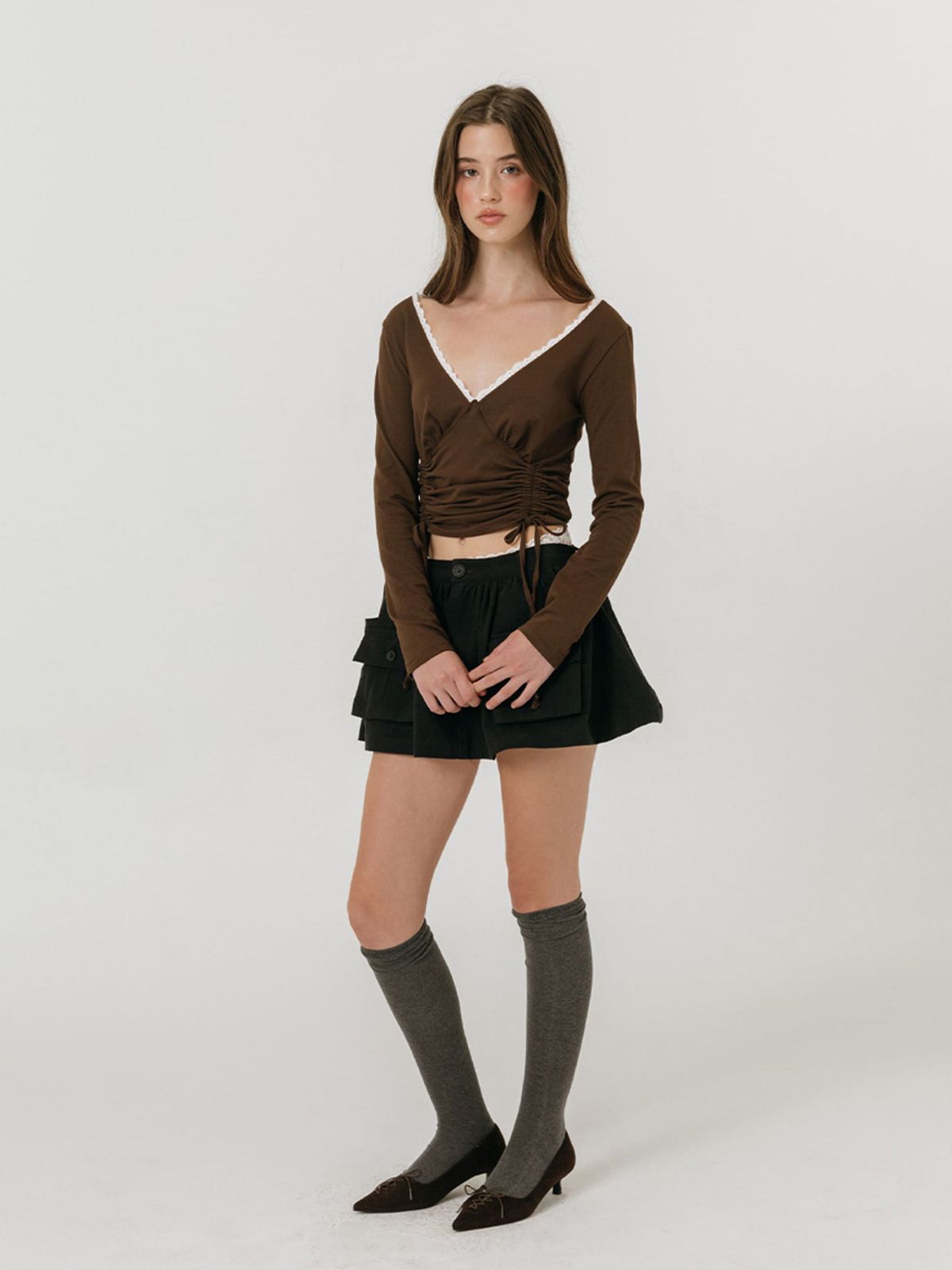 모이페어(MOIFAIRE) BUTTON CARGO SKIRT / BLACK