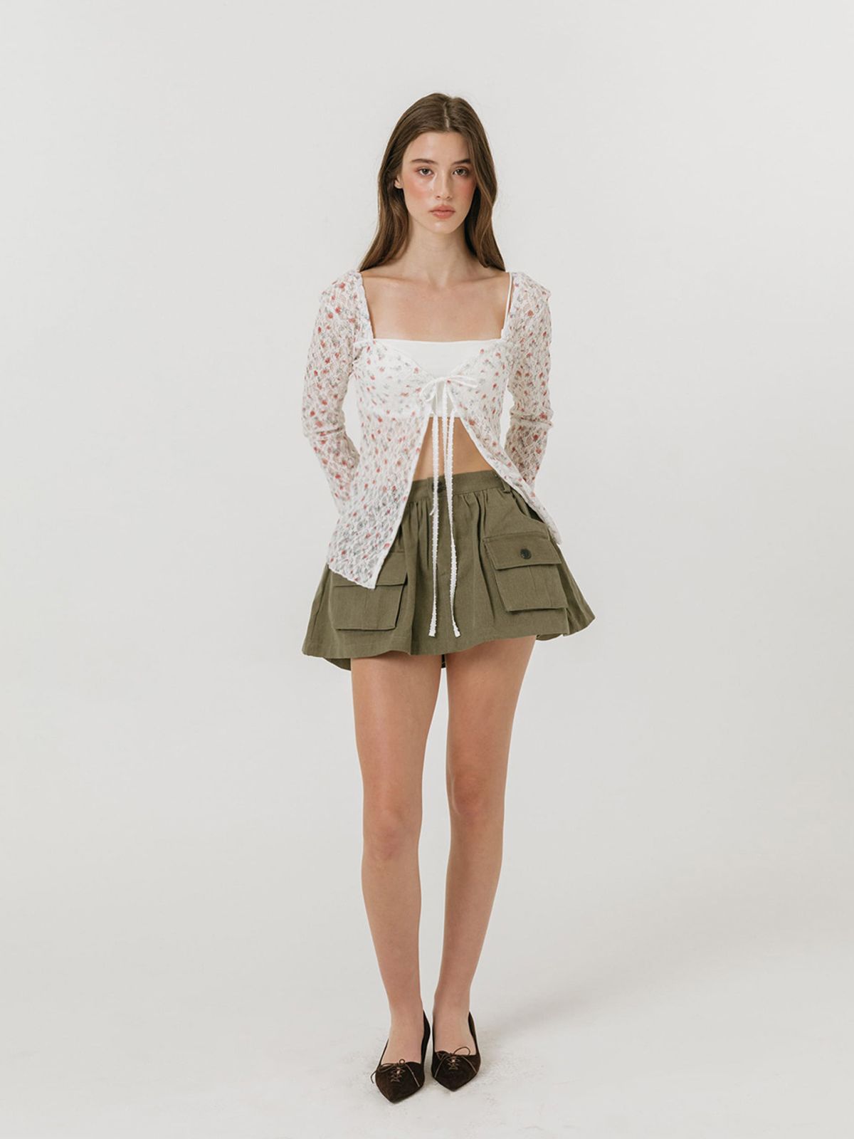 모이페어(MOIFAIRE) BUTTON CARGO SKIRT / KHAKI