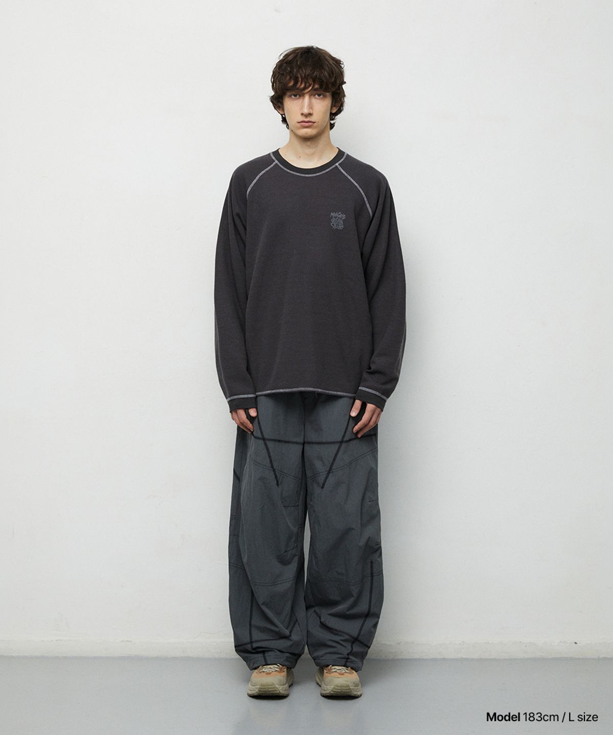 마하그리드(MAHAGRID) SLASH LOGO WAFFLE LONG SLEEVE 4colors