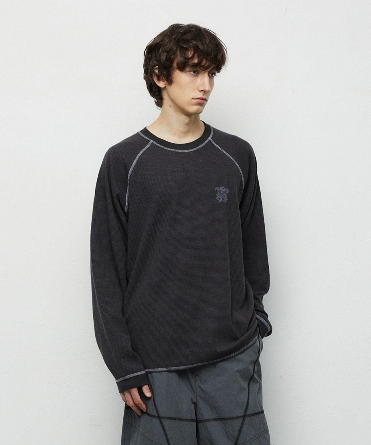 마하그리드(MAHAGRID) SLASH LOGO WAFFLE LONG SLEEVE 4colors