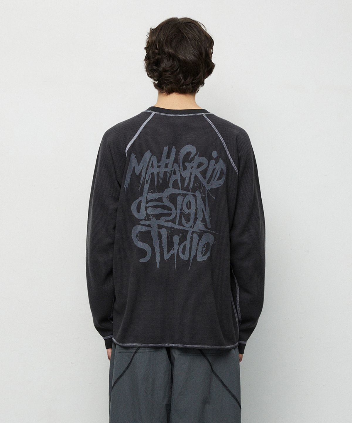 마하그리드(MAHAGRID) SLASH LOGO WAFFLE LONG SLEEVE 4colors