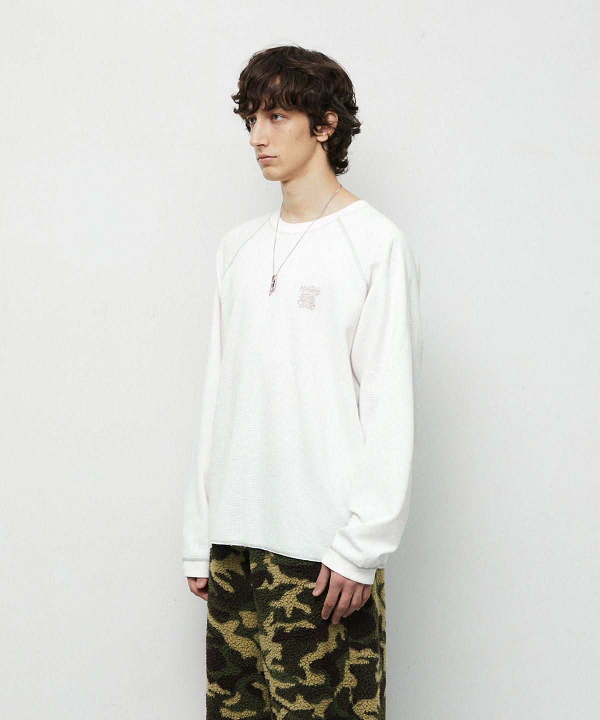 마하그리드(MAHAGRID) SLASH LOGO WAFFLE LONG SLEEVE 4colors