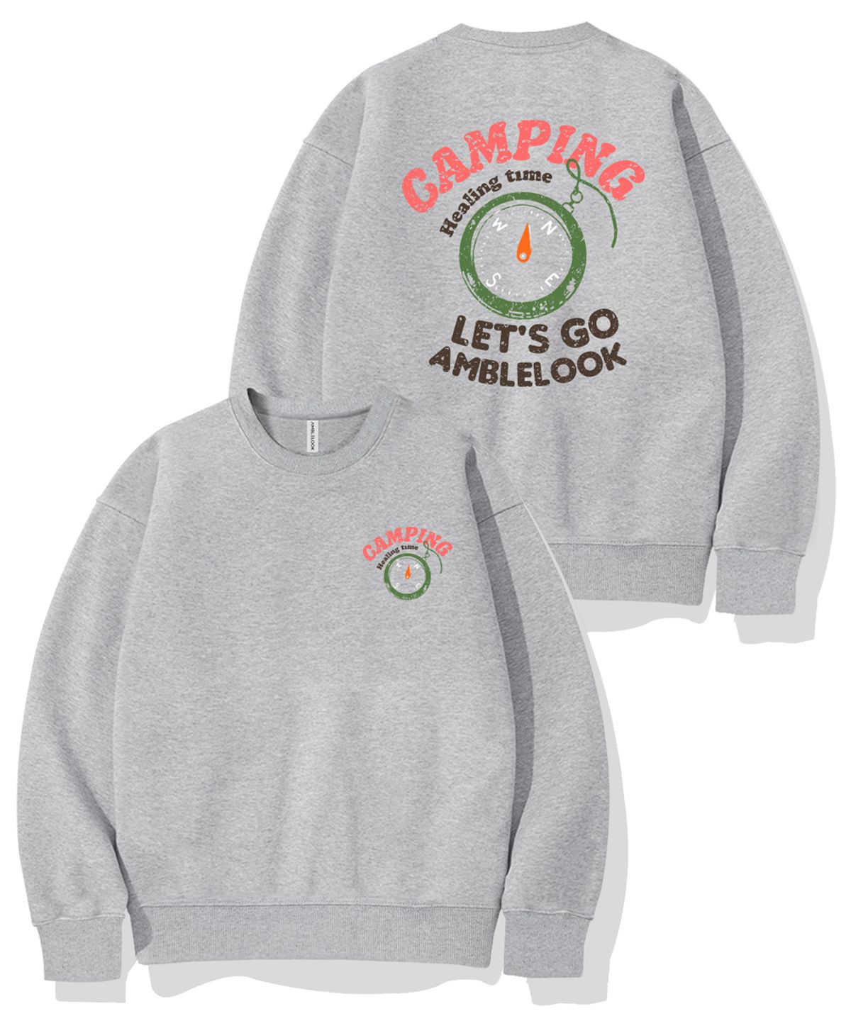 엠블룩(AMBLELOOK) 레귤러 스웨트셔츠 힐링타임 (3color)