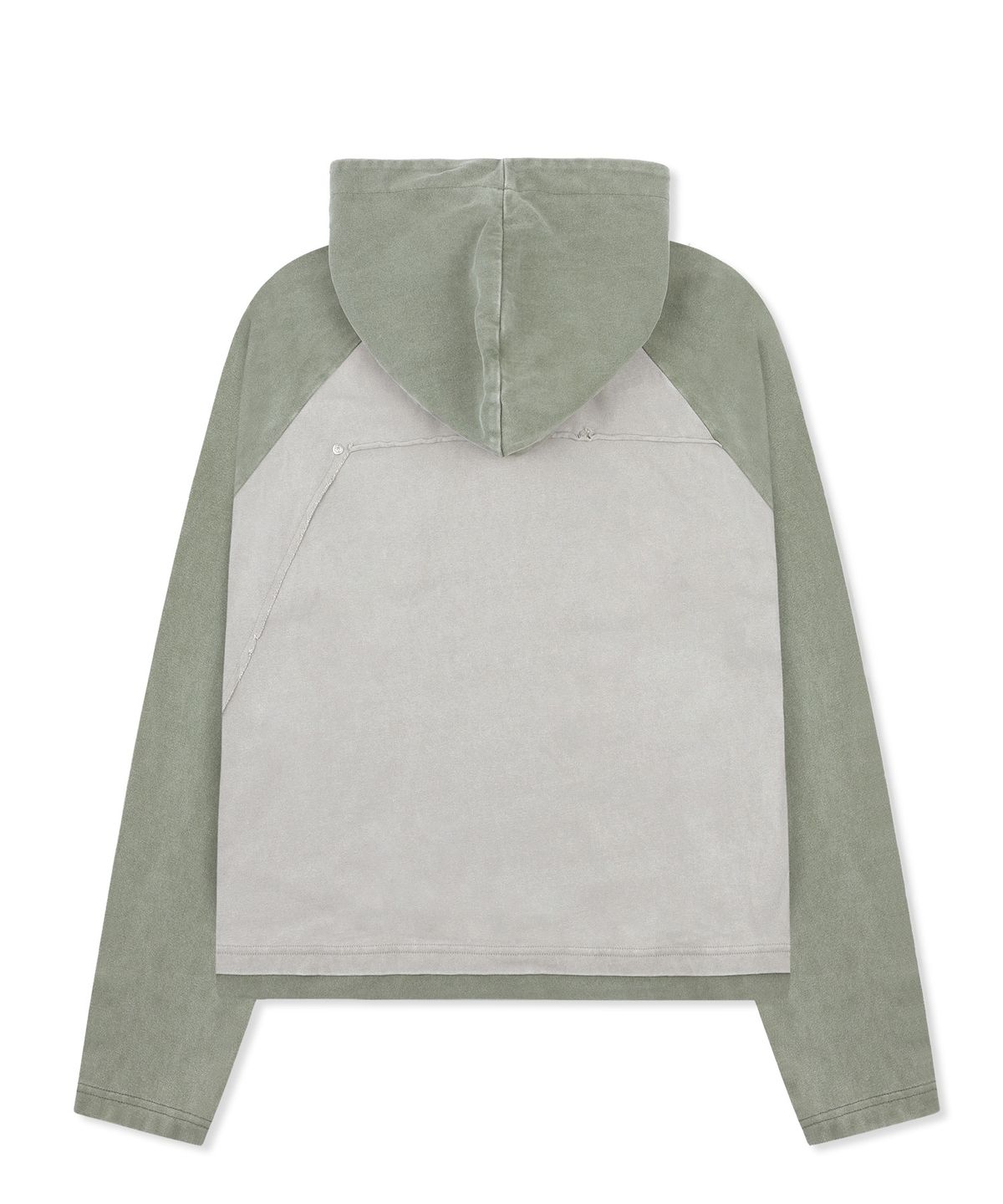 엑스톤즈(XTONZ) XTT170 래글런 헨리넥 워싱 크롭 후디 (KHAKI)