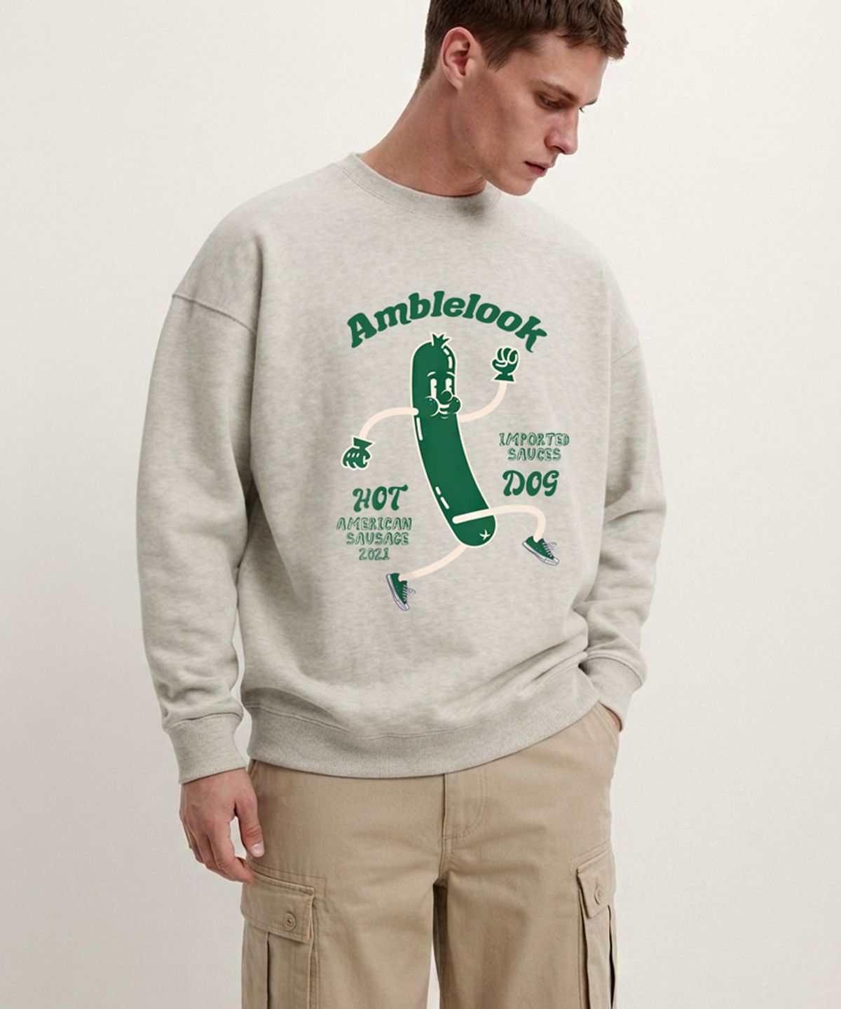 엠블룩(AMBLELOOK) 레귤러 스웨트셔츠 HOTDOG (3color)