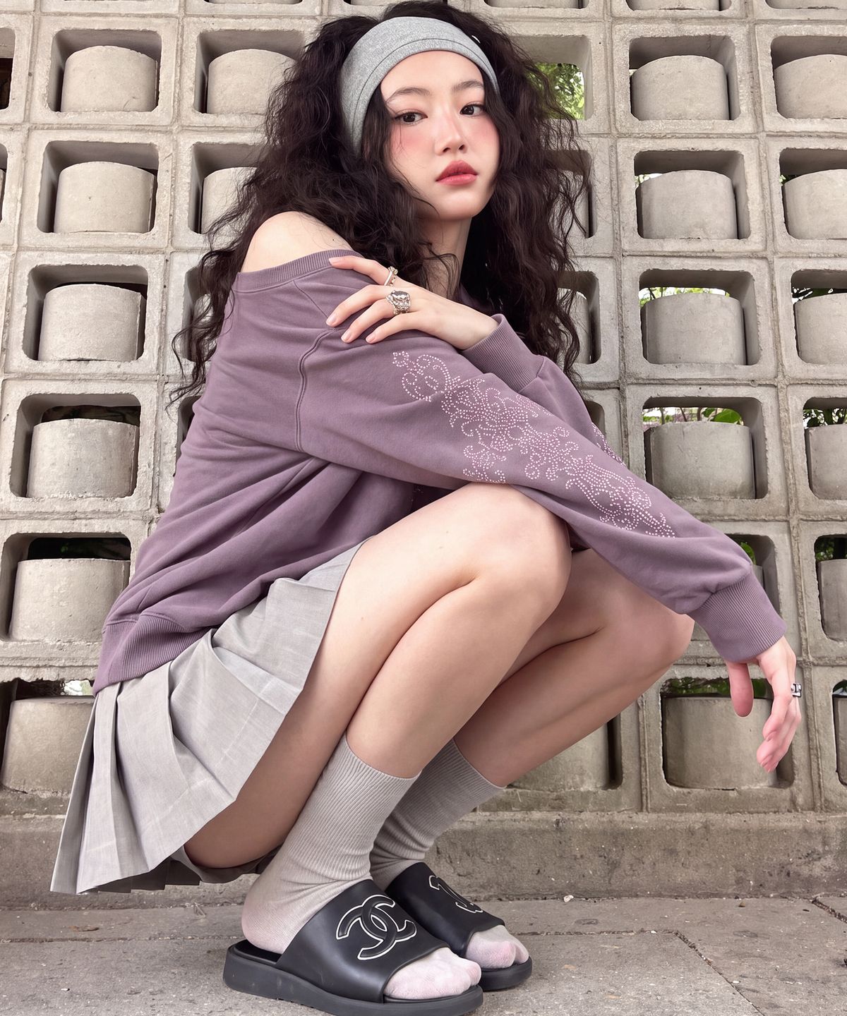 그레이버(GRAVER) [WOMAN]SIM SLEEVE 원숄더 맨투맨_3color