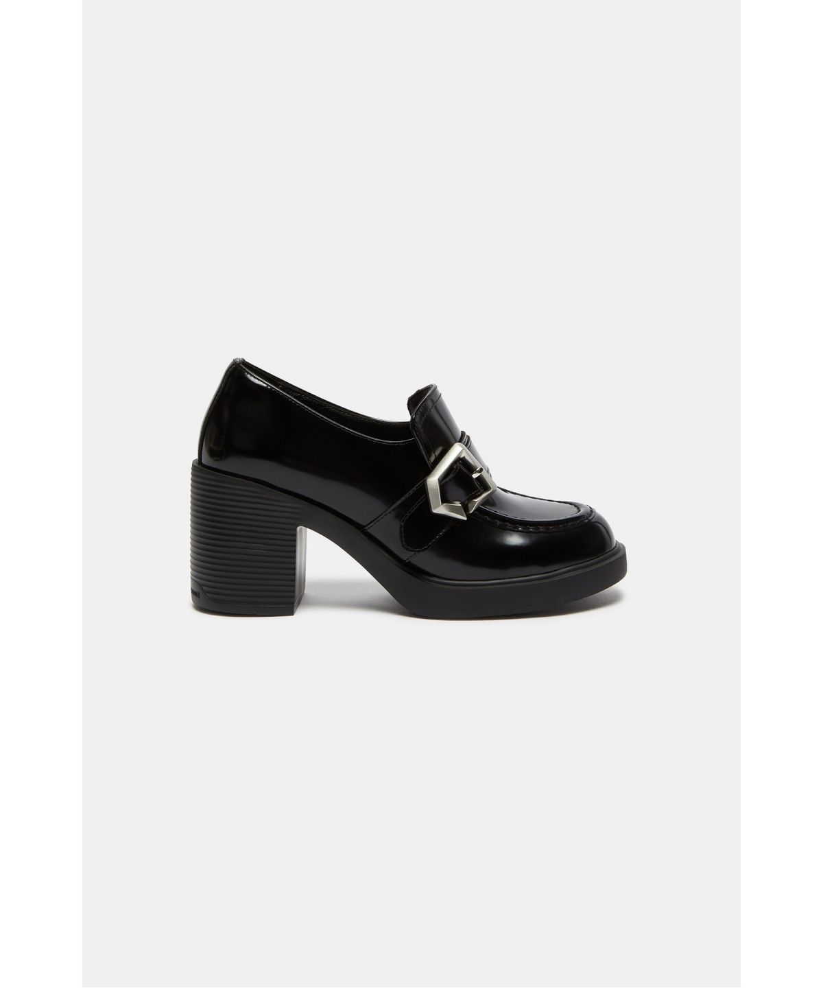 슈콤마보니(SUECOMMA BONNIE) Chunky buckle loafer pumps(black)_DG1BA26504BLK