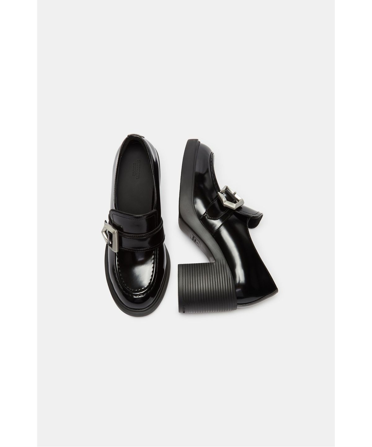 슈콤마보니(SUECOMMA BONNIE) Chunky buckle loafer pumps(black)_DG1BA26504BLK