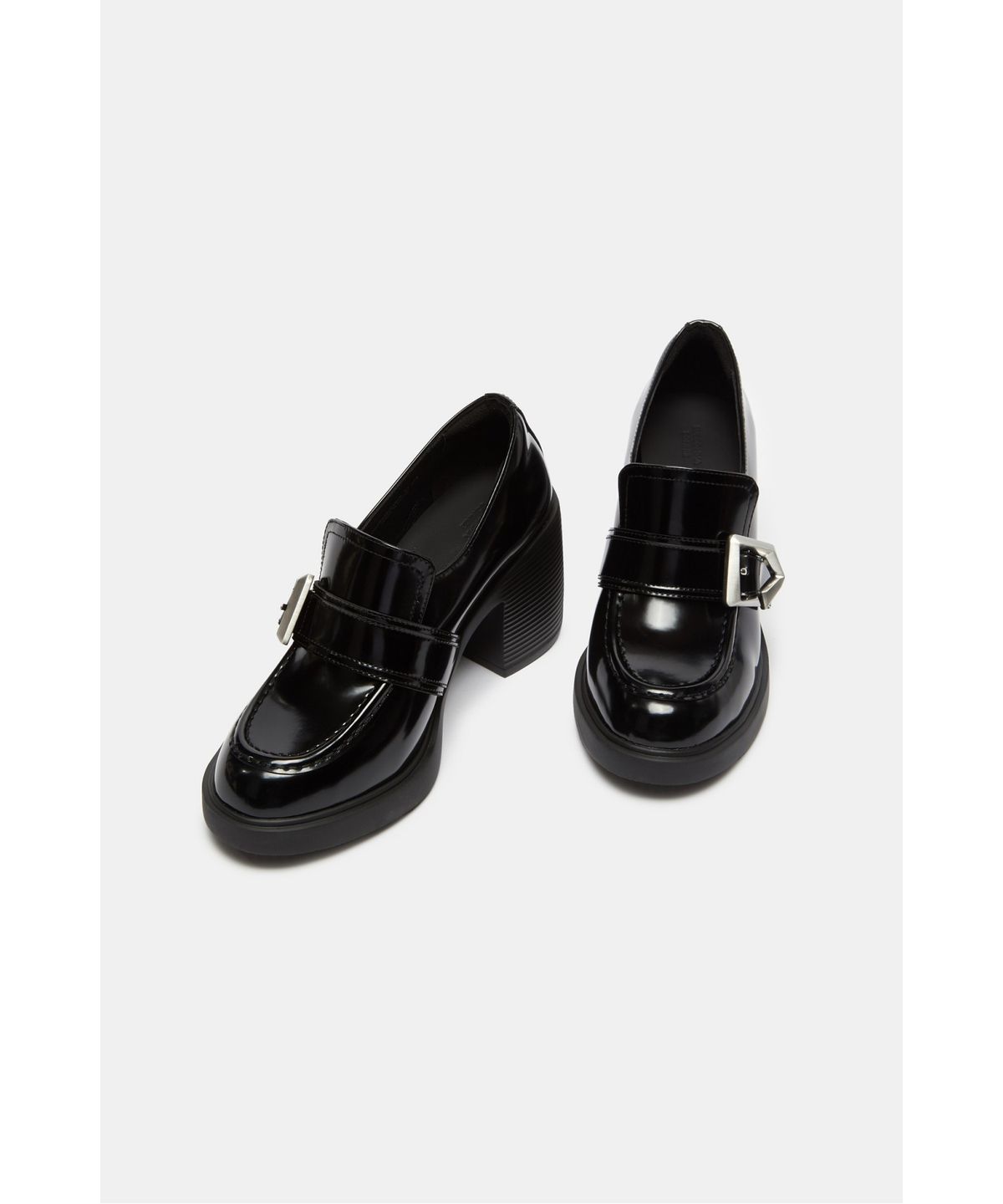 슈콤마보니(SUECOMMA BONNIE) Chunky buckle loafer pumps(black)_DG1BA26504BLK