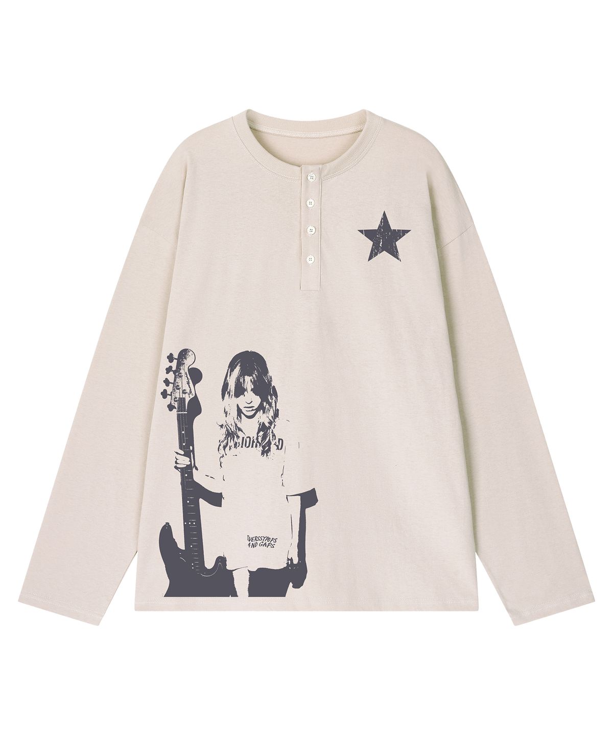 그레이버(GRAVER) [UNISEX]STAR1 GIRL 헨리넥 롱슬리브 티셔츠_3color