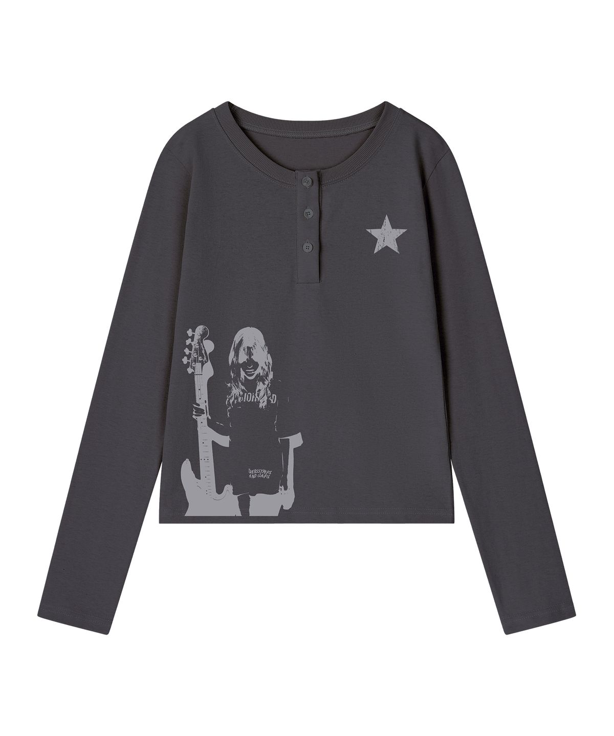 그레이버(GRAVER) [UNISEX]STAR1 GIRL 헨리넥 롱슬리브 티셔츠_3color