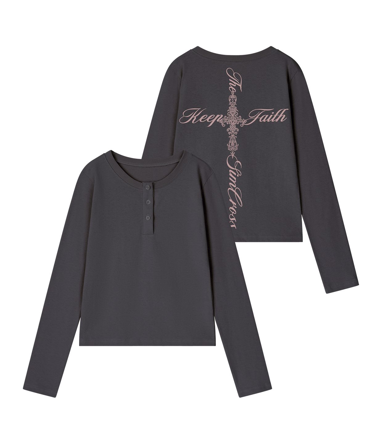 그레이버(GRAVER) [UNISEX]LETTER SIM CROSS 헨리넥 롱슬리브 티셔츠_3color