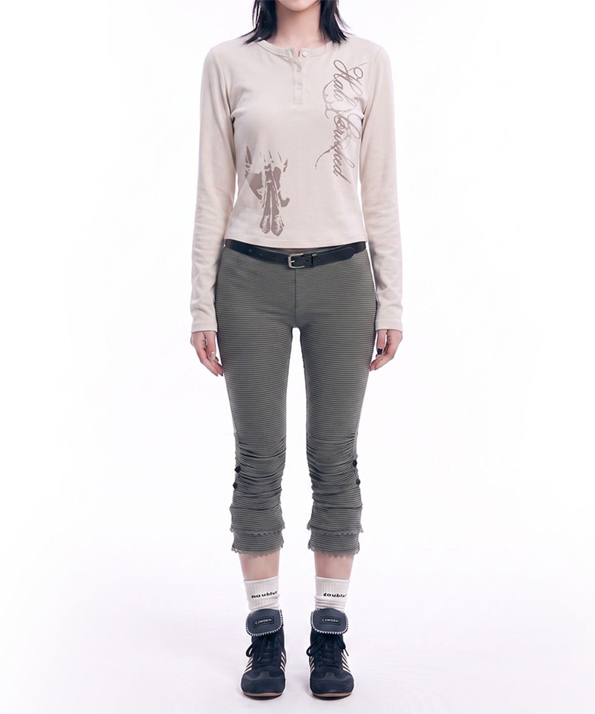 그레이버(GRAVER) [UNISEX]CROOKED 헨리넥 롱슬리브 티셔츠_3color