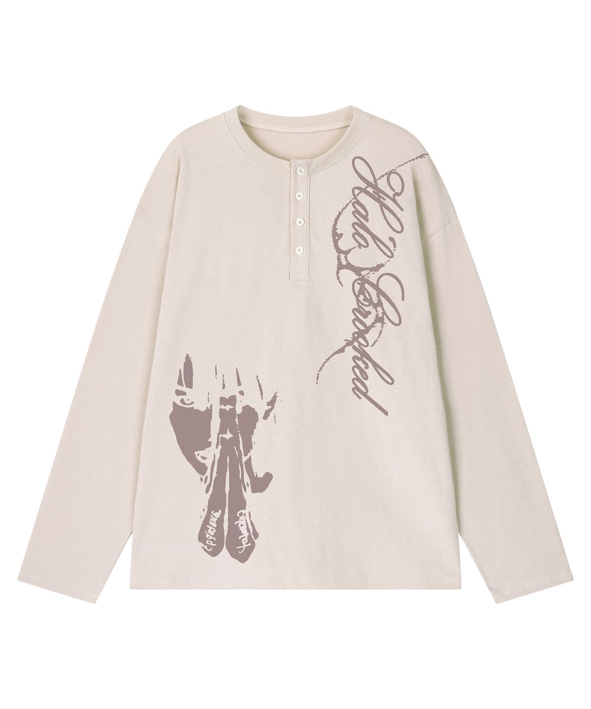 그레이버(GRAVER) [UNISEX]CROOKED 헨리넥 롱슬리브 티셔츠_3color