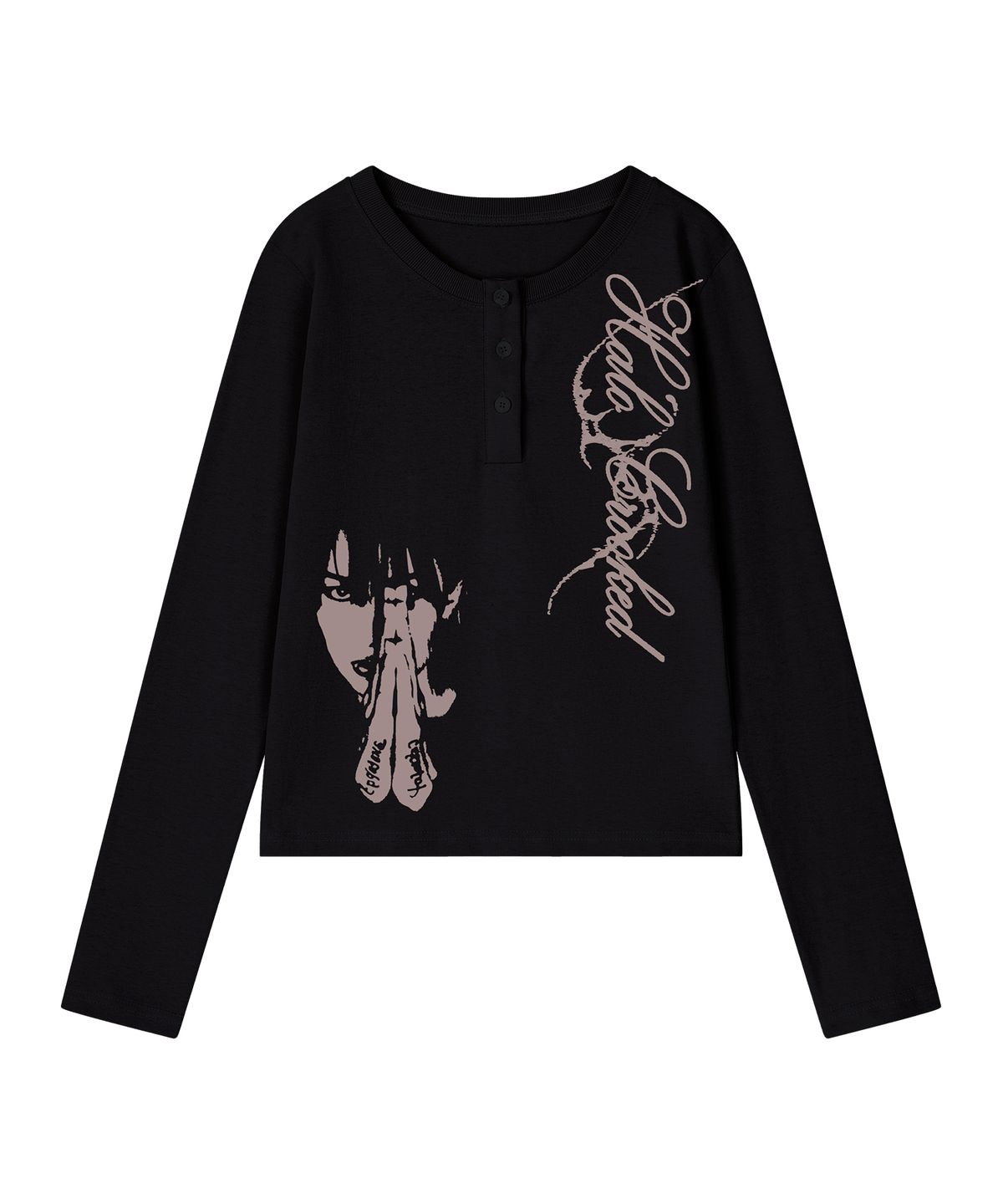 그레이버(GRAVER) [UNISEX]CROOKED 헨리넥 롱슬리브 티셔츠_3color