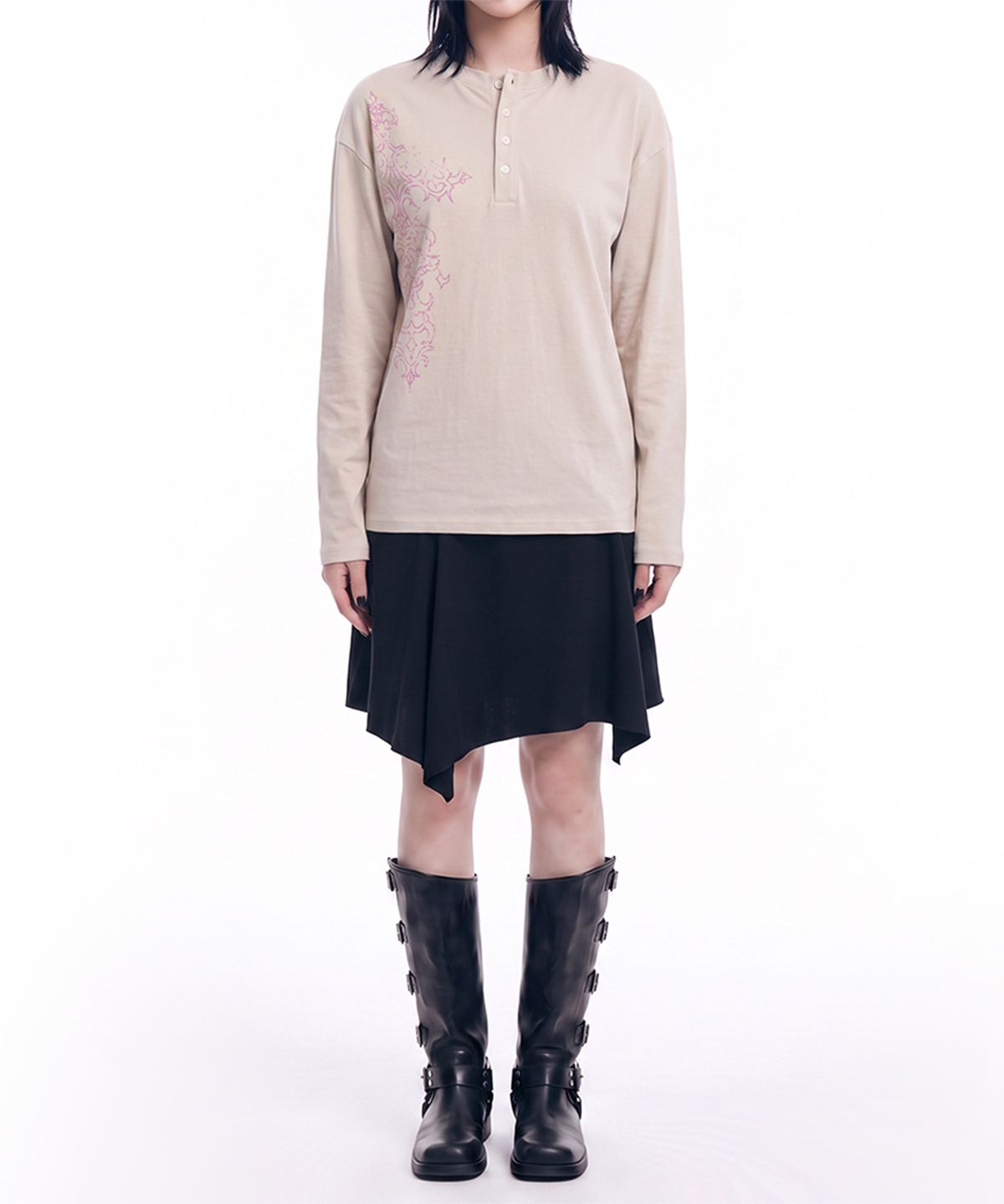 그레이버(GRAVER) [UNISEX]SIM SPIRIT 헨리넥 롱슬리브 티셔츠_3color