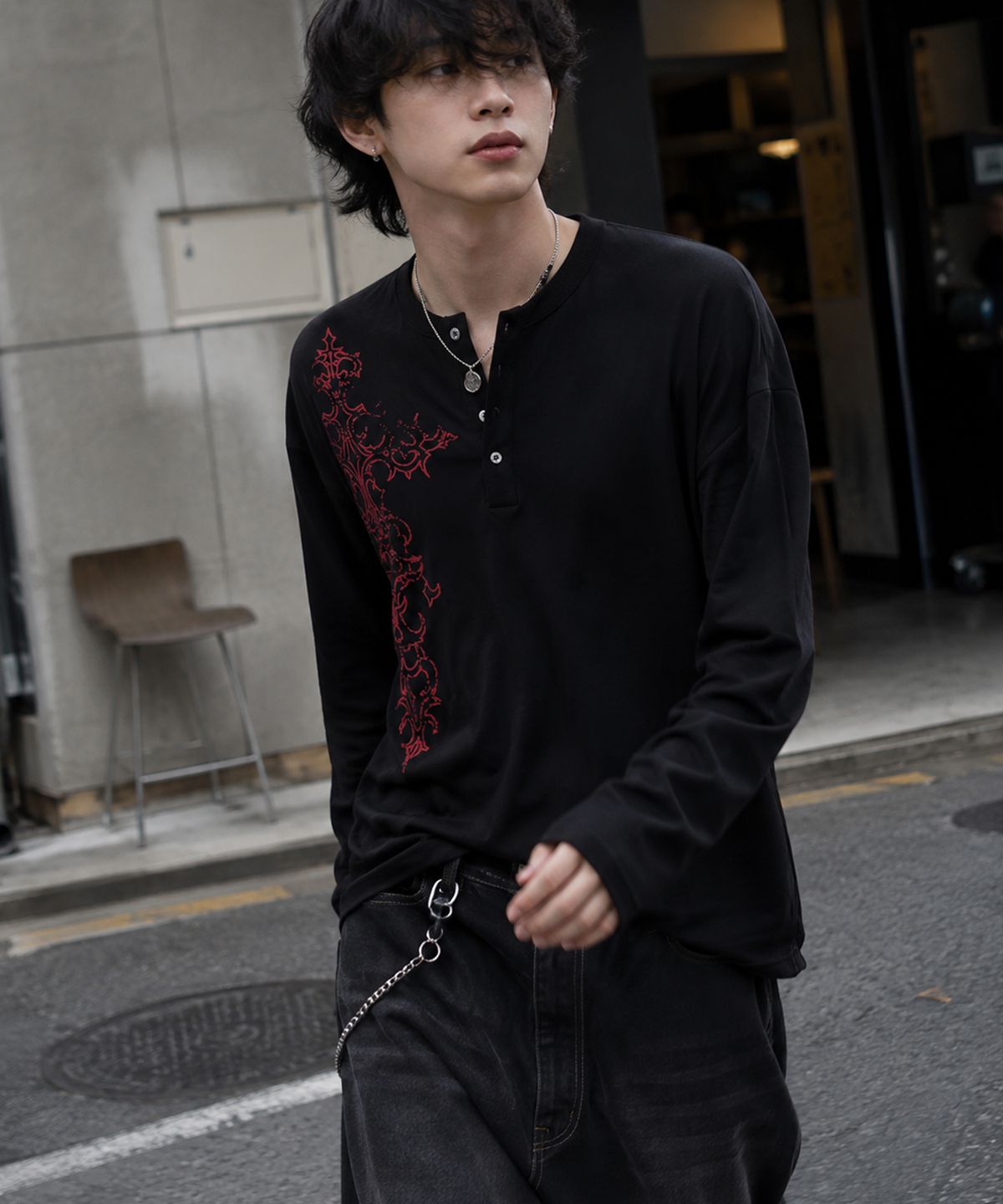 그레이버(GRAVER) [UNISEX]SIM SPIRIT 헨리넥 롱슬리브 티셔츠_3color