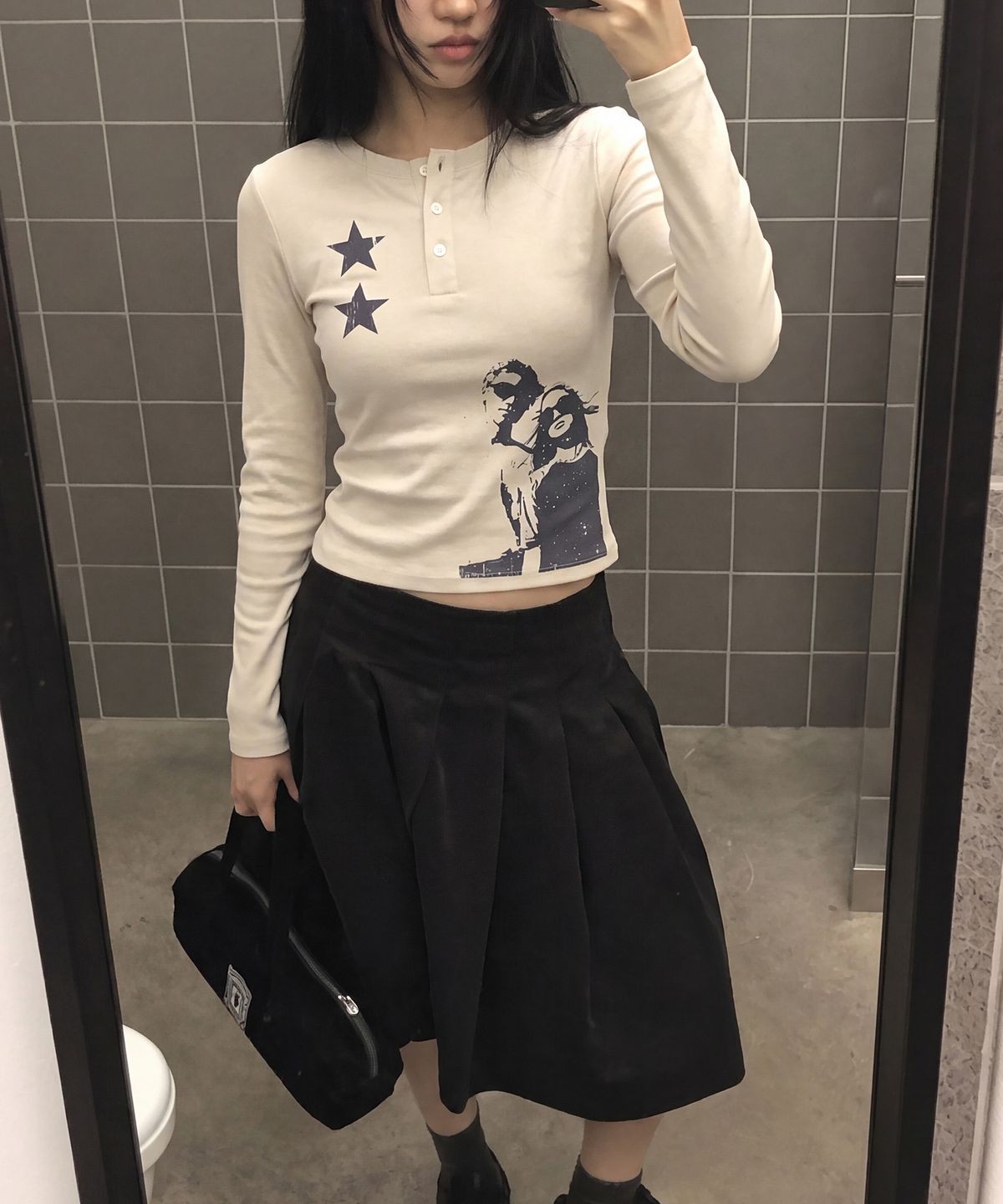 그레이버(GRAVER) [UNISEX]STAR2 헨리넥 롱슬리브 티셔츠_3color