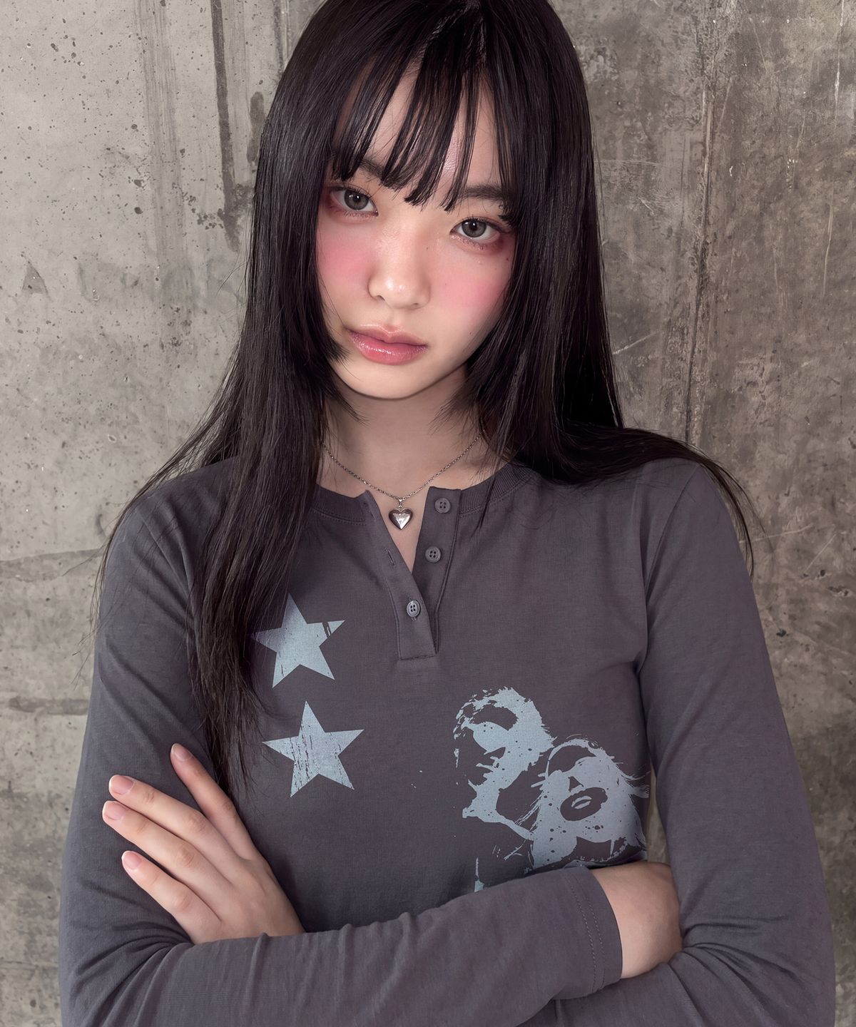 그레이버(GRAVER) [UNISEX]STAR2 헨리넥 롱슬리브 티셔츠_3color