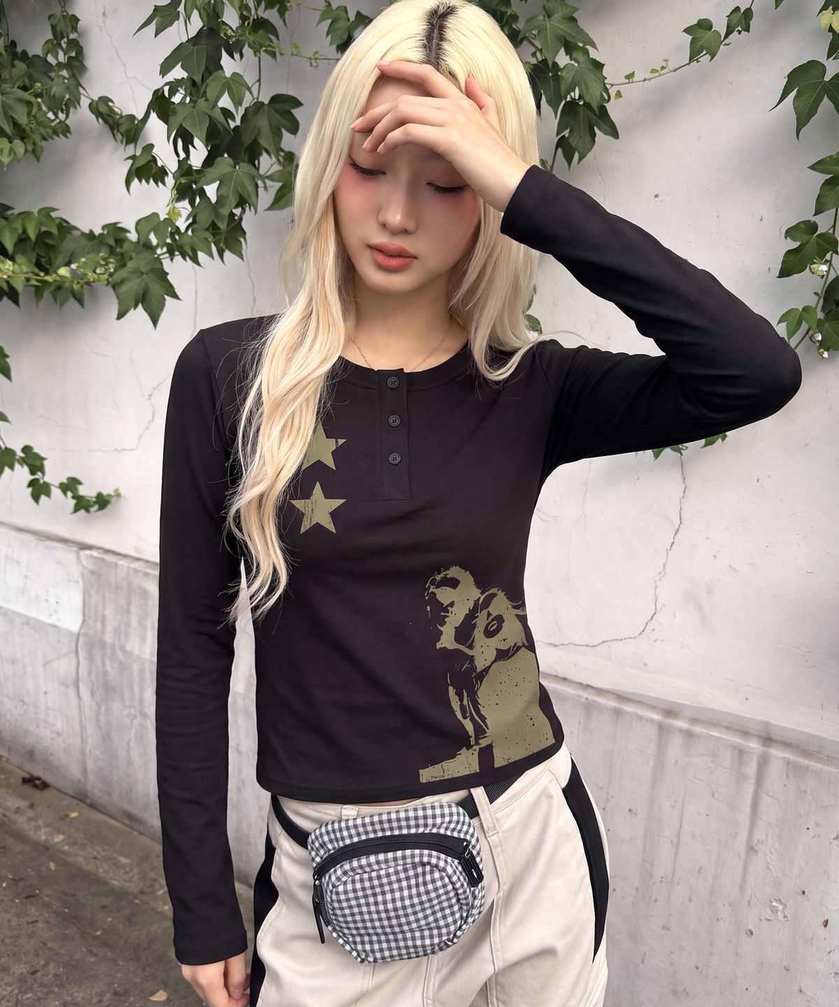그레이버(GRAVER) [UNISEX]STAR2 헨리넥 롱슬리브 티셔츠_3color