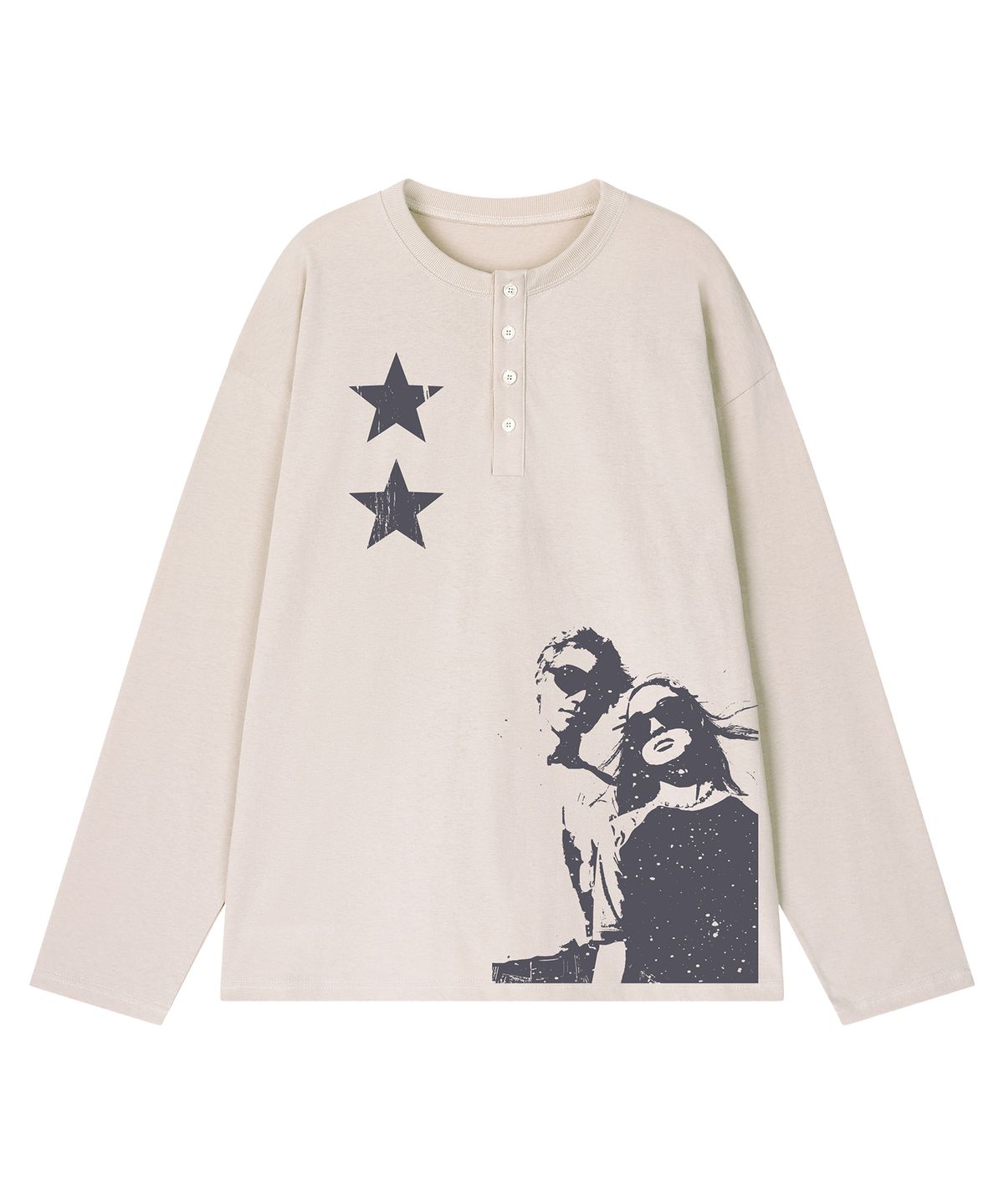 그레이버(GRAVER) [UNISEX]STAR2 헨리넥 롱슬리브 티셔츠_3color