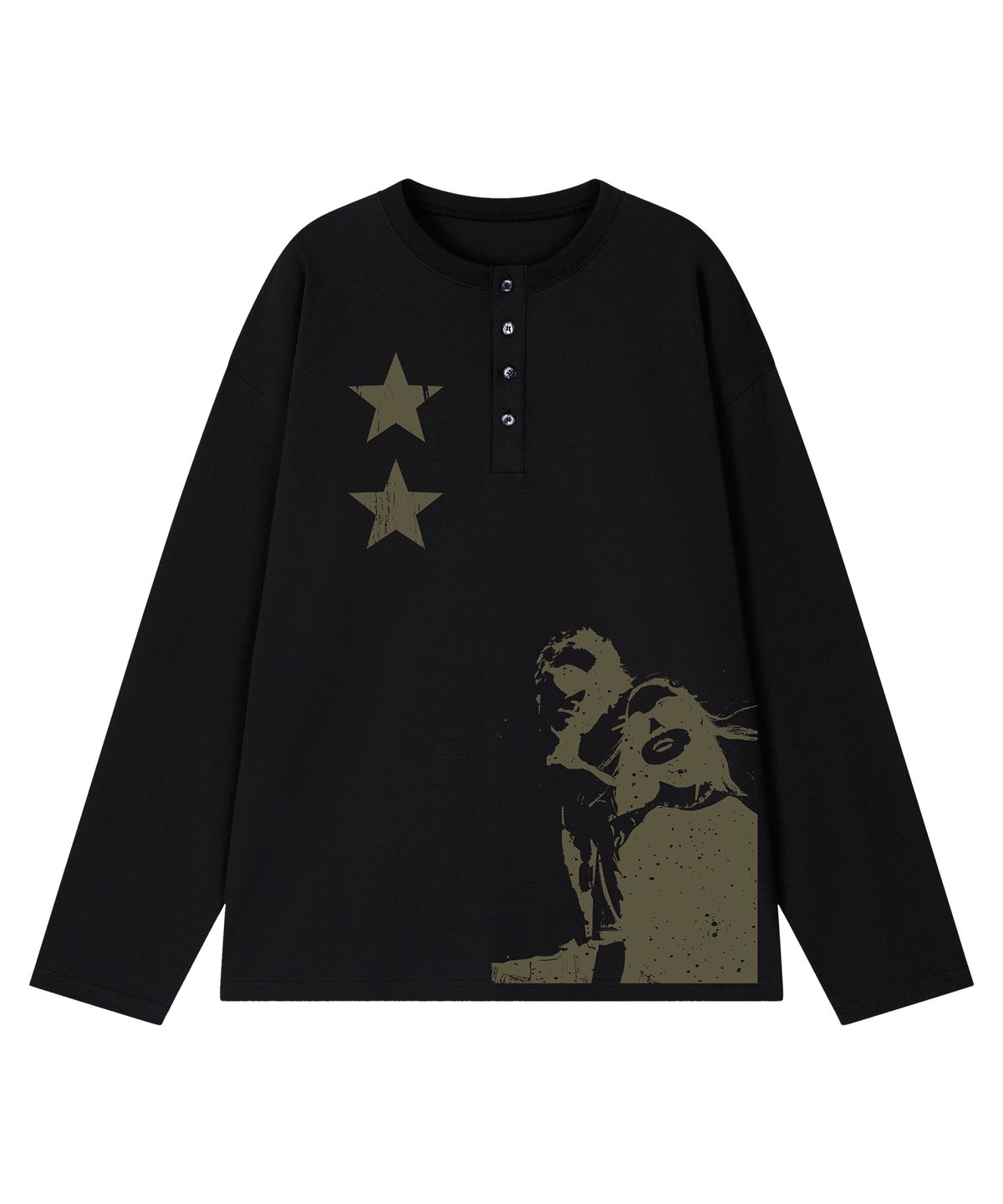 그레이버(GRAVER) [UNISEX]STAR2 헨리넥 롱슬리브 티셔츠_3color