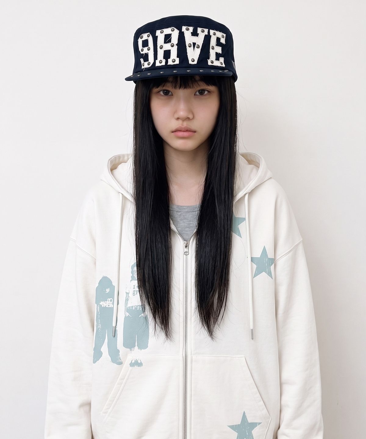 그레이버(GRAVER) [UNISEX]9RAE STUD PILLBOX CAP_Navy