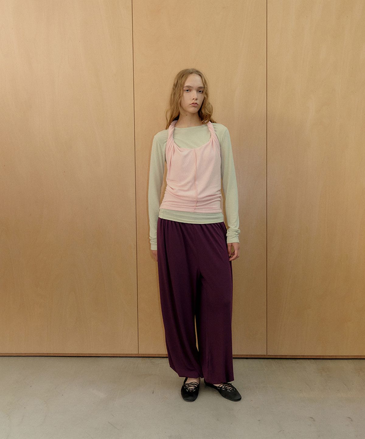 시메트릭 퍼센트(SYMMETRICPERCENT) Shirring Balloon Pants / Purple