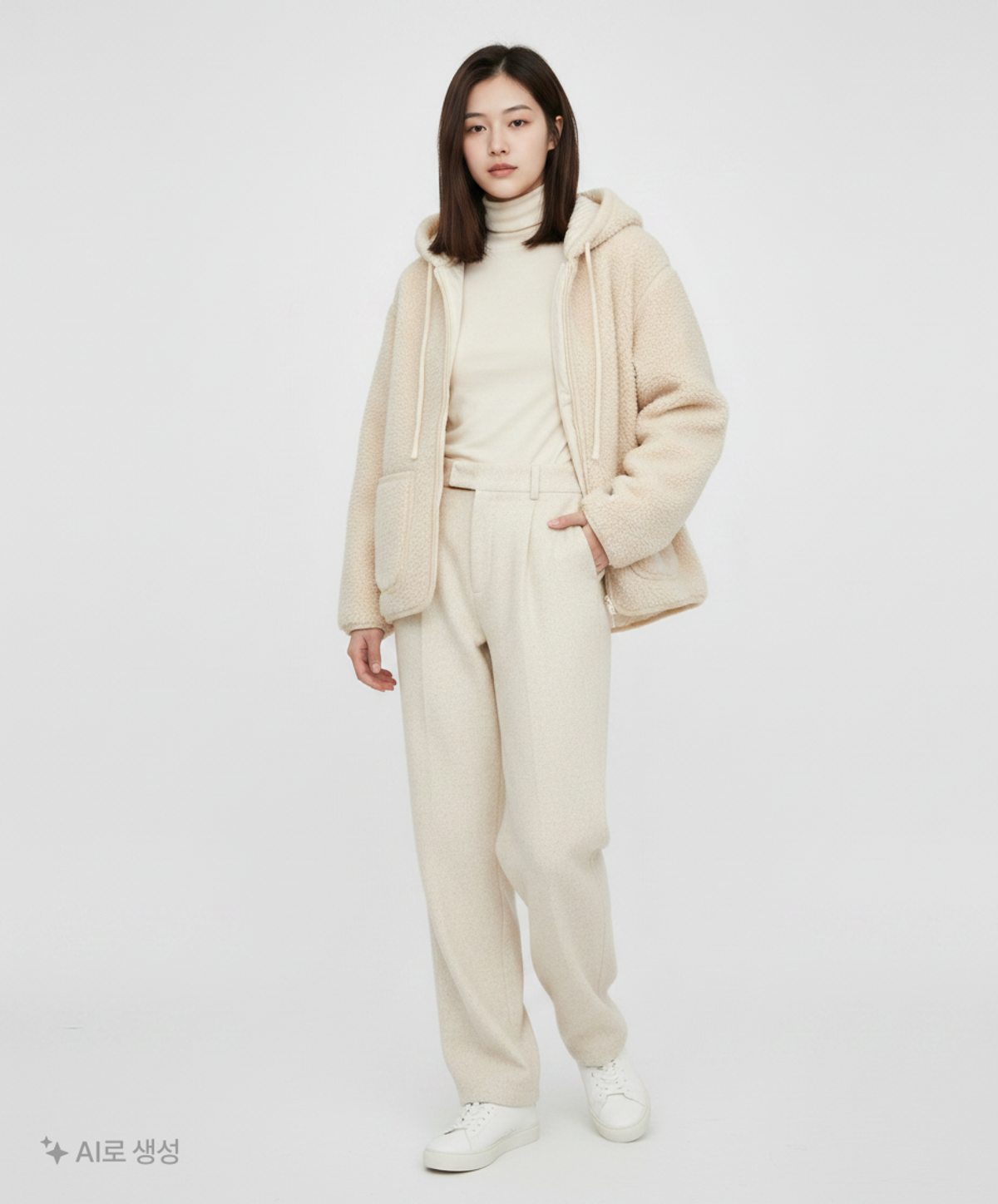 몽돌(MONGDOL) 니트 후드 퀼팅 퍼 자켓 라이트베이지 MDJK048LBEIGE FREE
