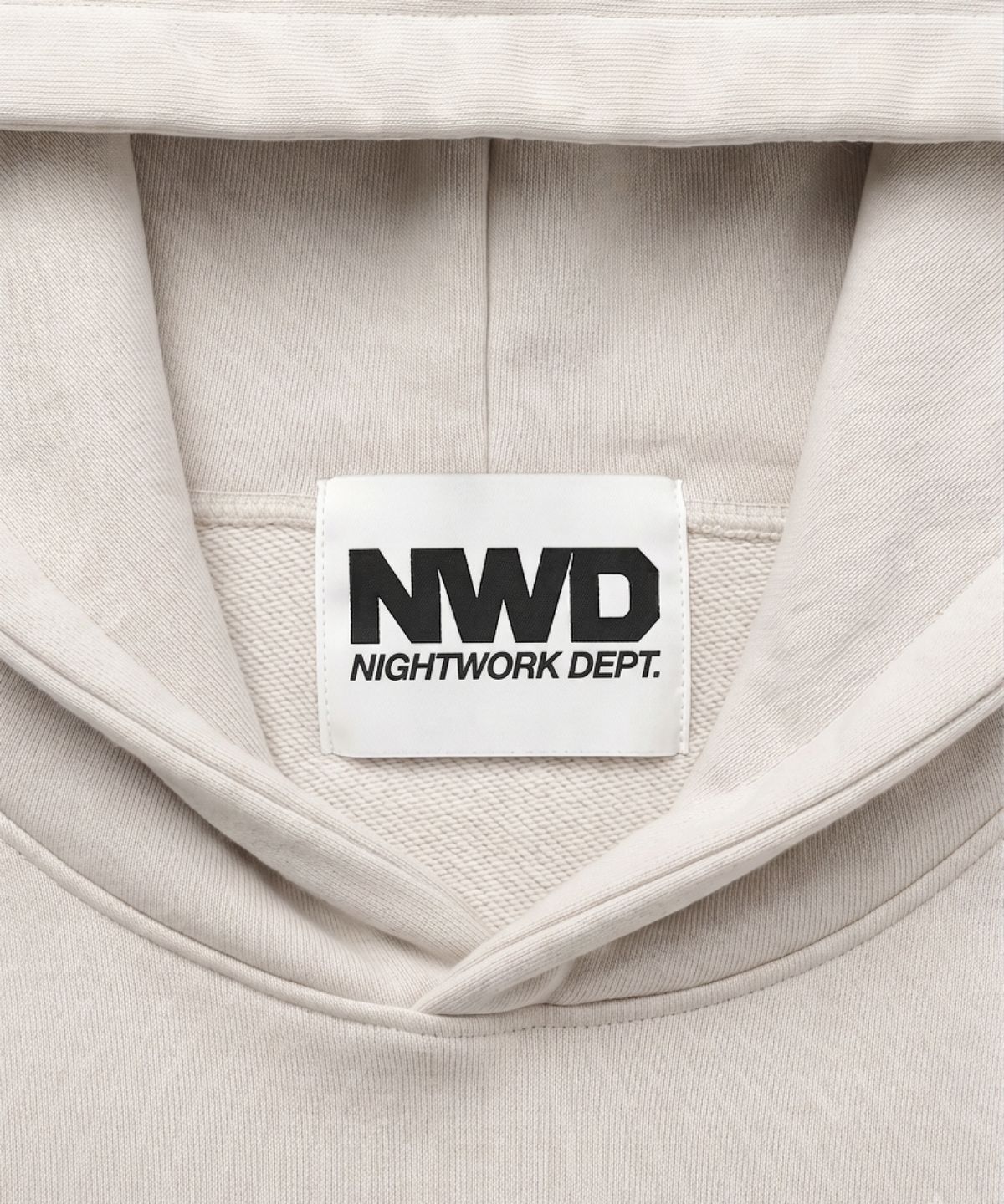 나이트워크뎁(NIGHTWORKDEPT) 아카이브 크레스트 후디_라이트베이지