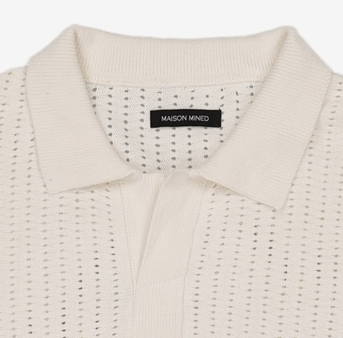 메종미네드(MAISON MINED) BUTTER CREAM KNIT HALF SHIRTS M