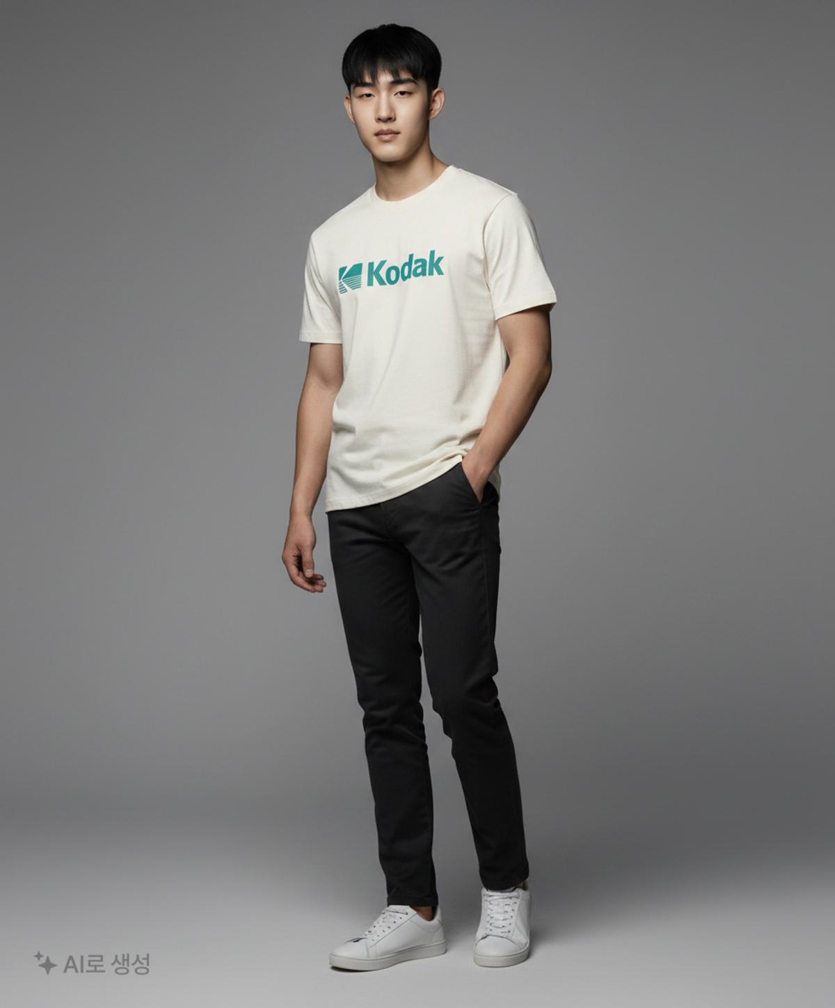 코닥(KODAK) 에어로쿨 빅워딩 로고 반팔티셔츠 IVORY L