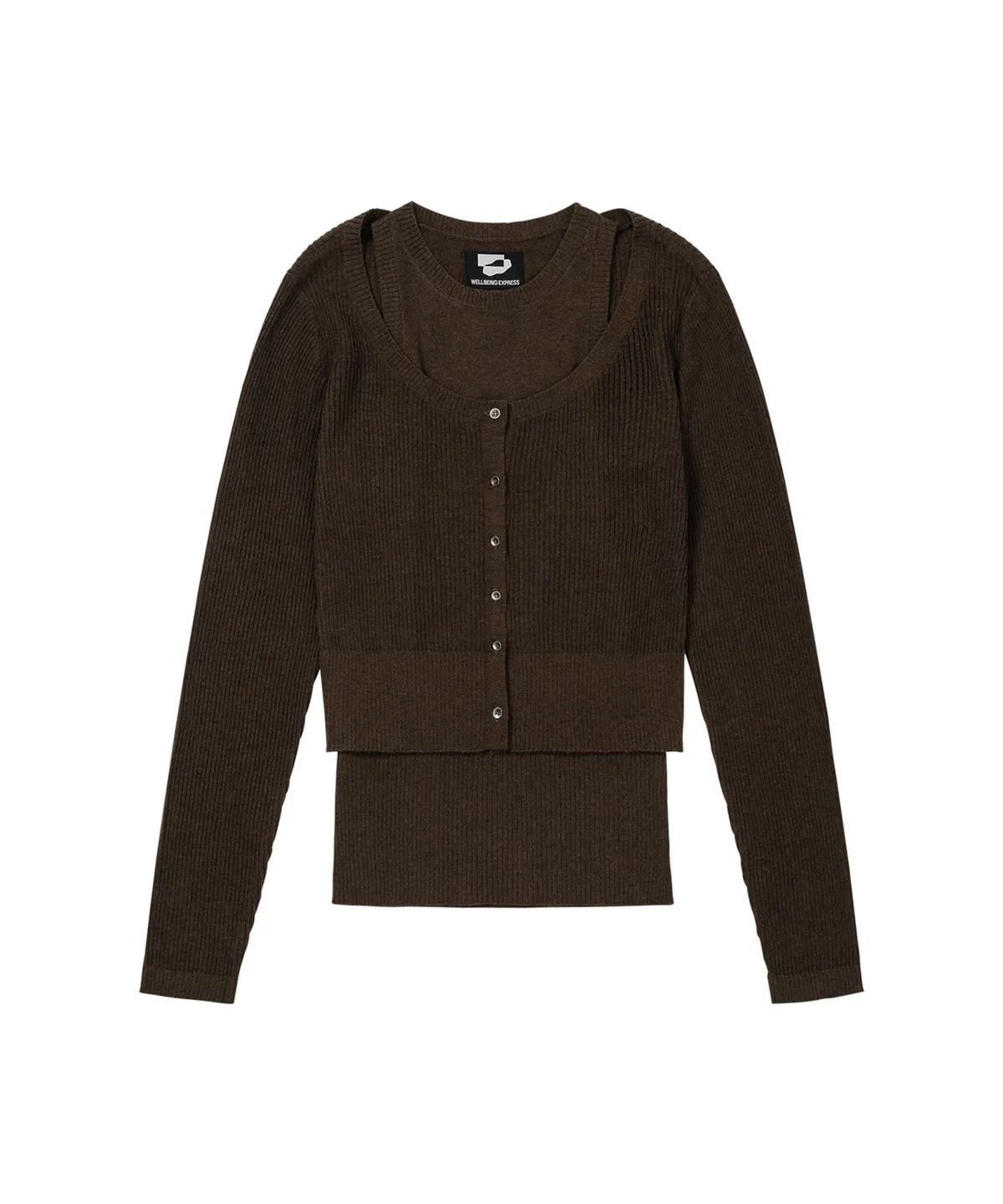 웰빙익스프레스(WELLBEING EXPRESS) Layered Cardigan Set Brown