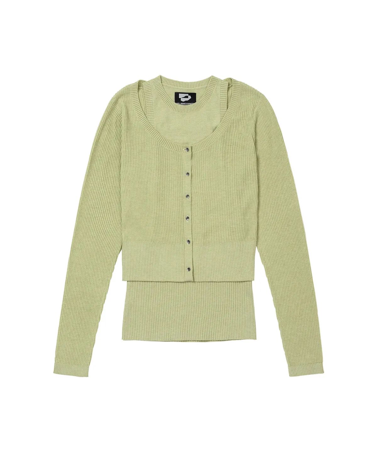 웰빙익스프레스(WELLBEING EXPRESS) Layered Cardigan Set Green